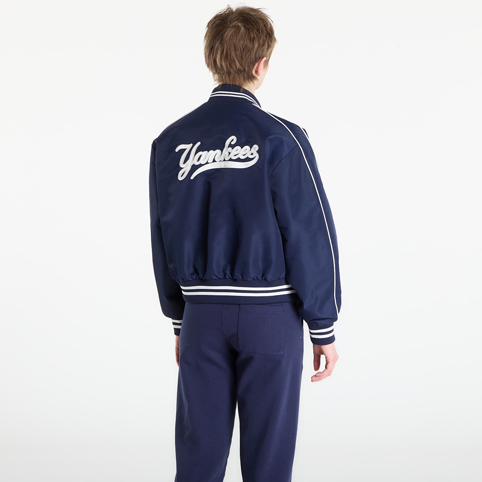 Jacken Sporty & Rich Yankees Curve Nylon Varsity Jacket Dark Navy/ White