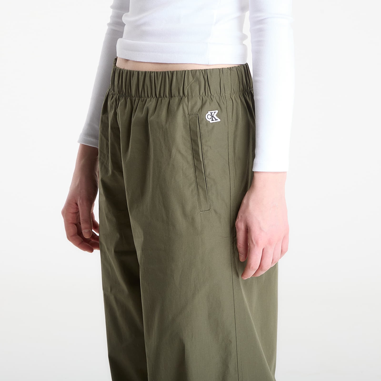 Bikses Calvin Klein Jeans Poplin Ewaist Pull O Pants Fatigue