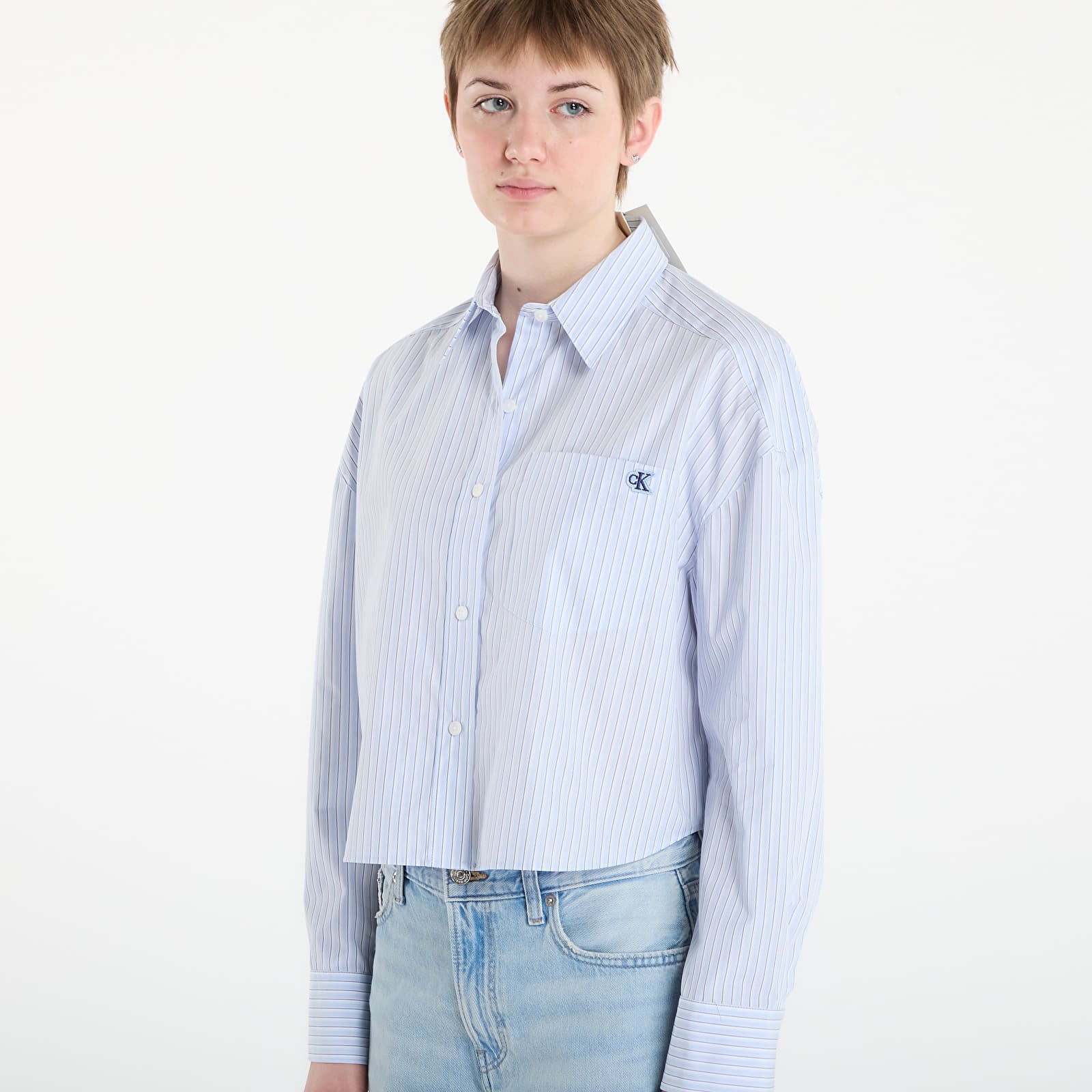 Koszule Calvin Klein Jeans Yarndye Cotton Poplin Shirt Blue