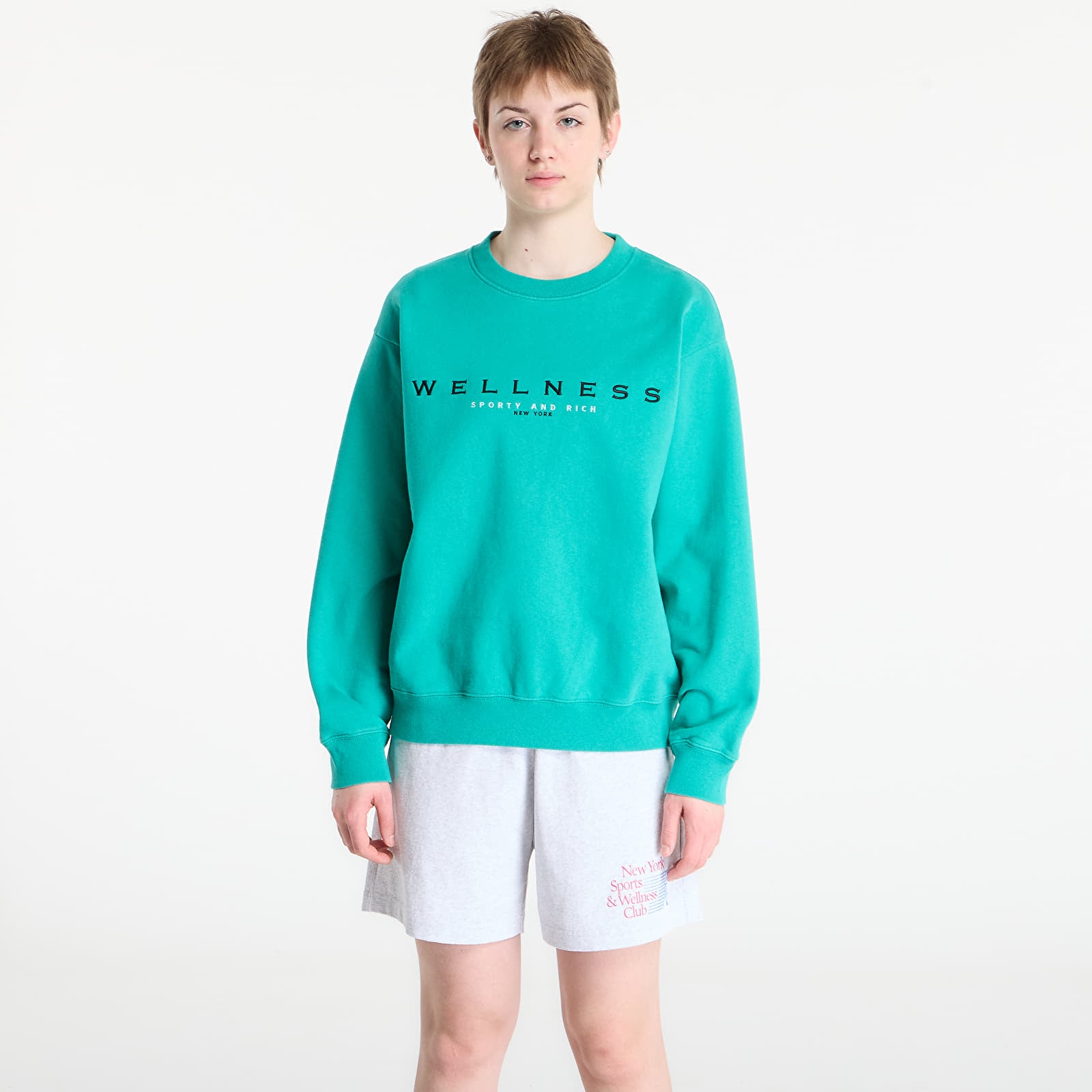 Hoodies en truien Sporty & Rich Spellout Embroidered Crewneck UNISEX Spring Green