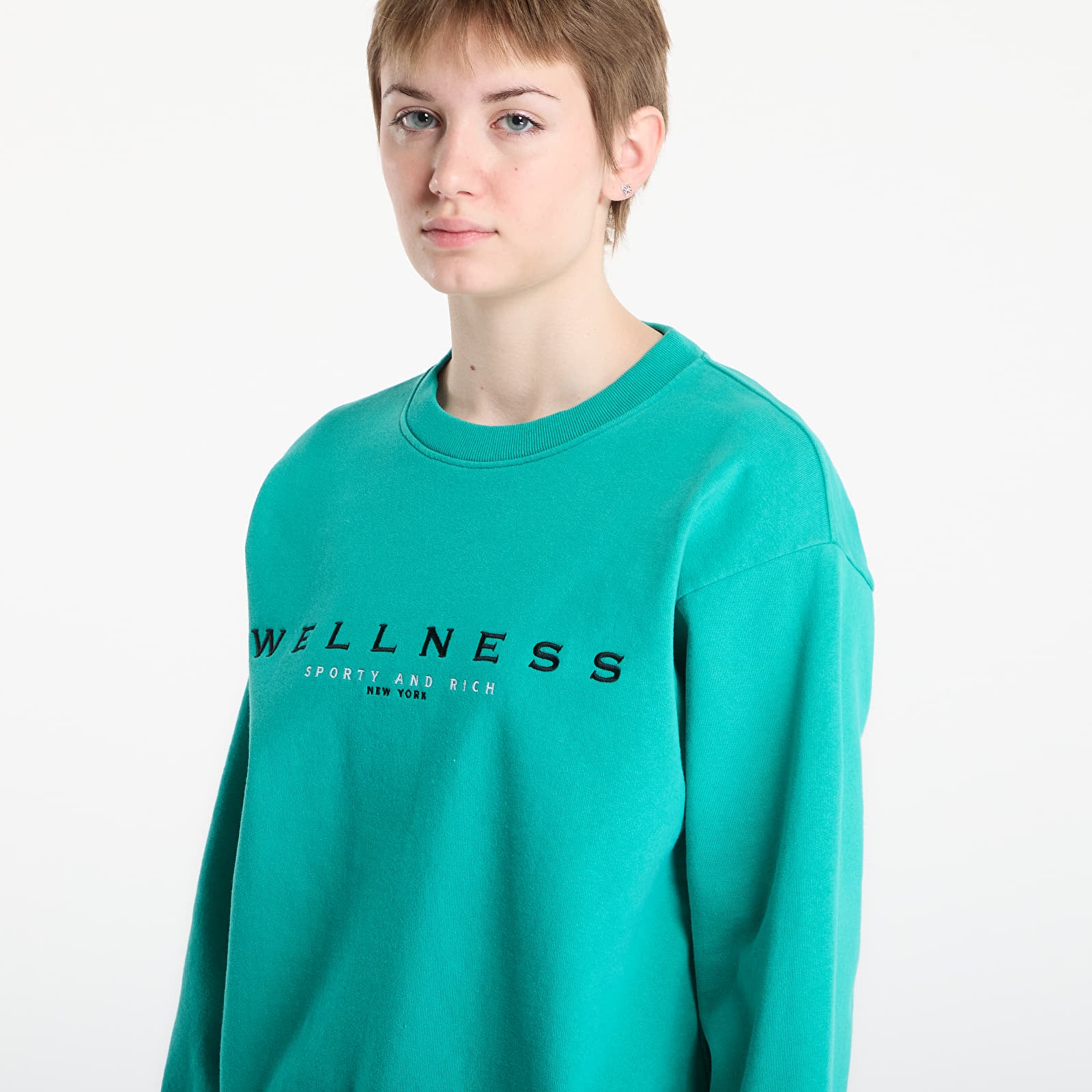 Hoodies en truien Sporty & Rich Spellout Embroidered Crewneck UNISEX Spring Green