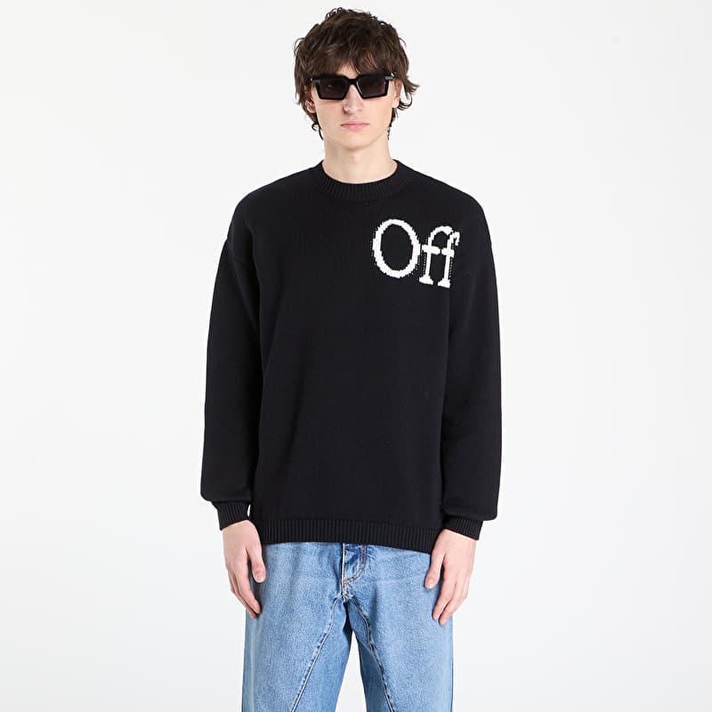 Genser Off-White Cot Ow Shared Logo Knit Crew Black