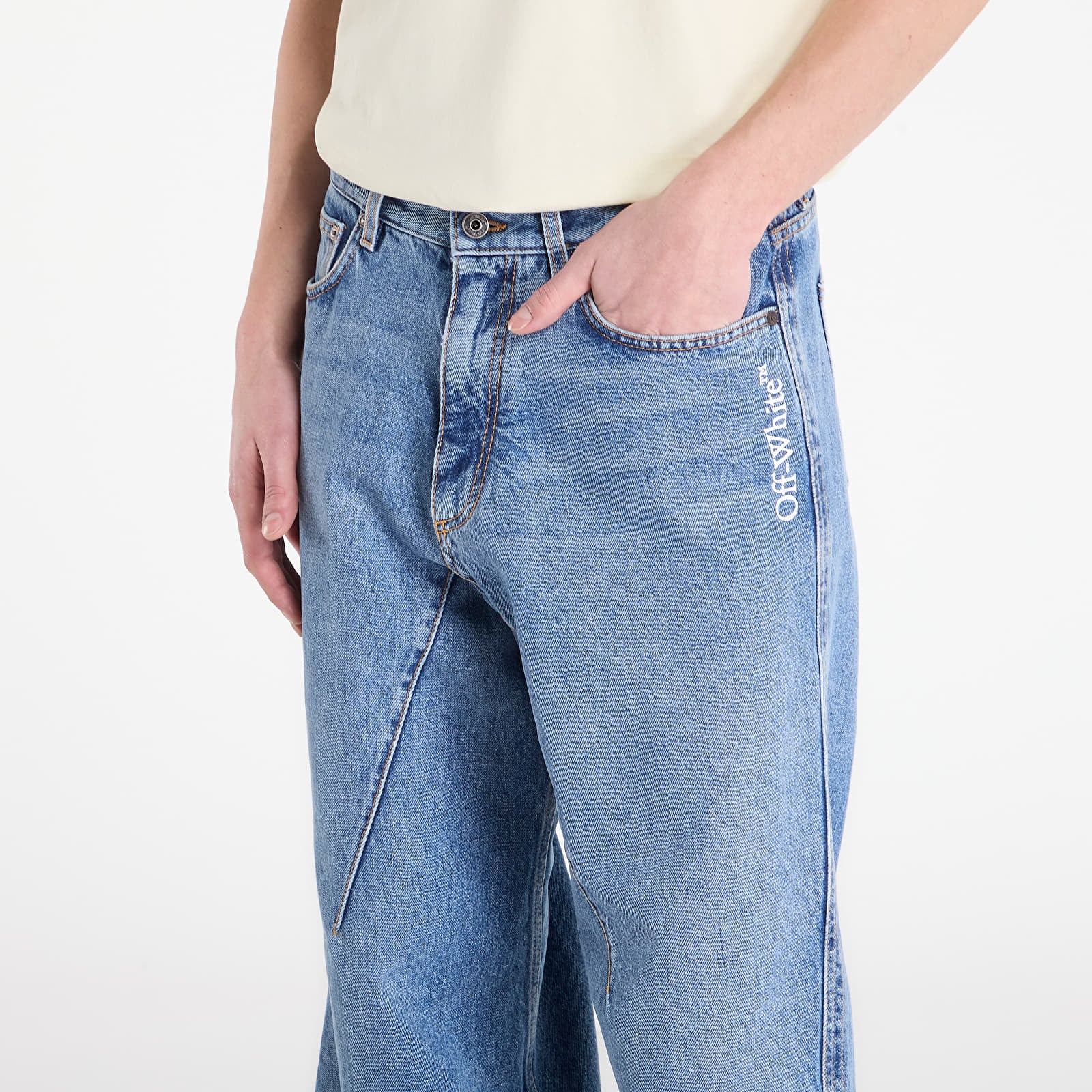 Džínsy Off-White Half Arrow Twisted Flare Jeans Light Medium Blue