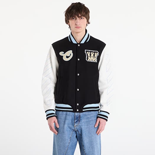 Jakke Off-White Star Logo Lea Wool Varsity Jacket Black