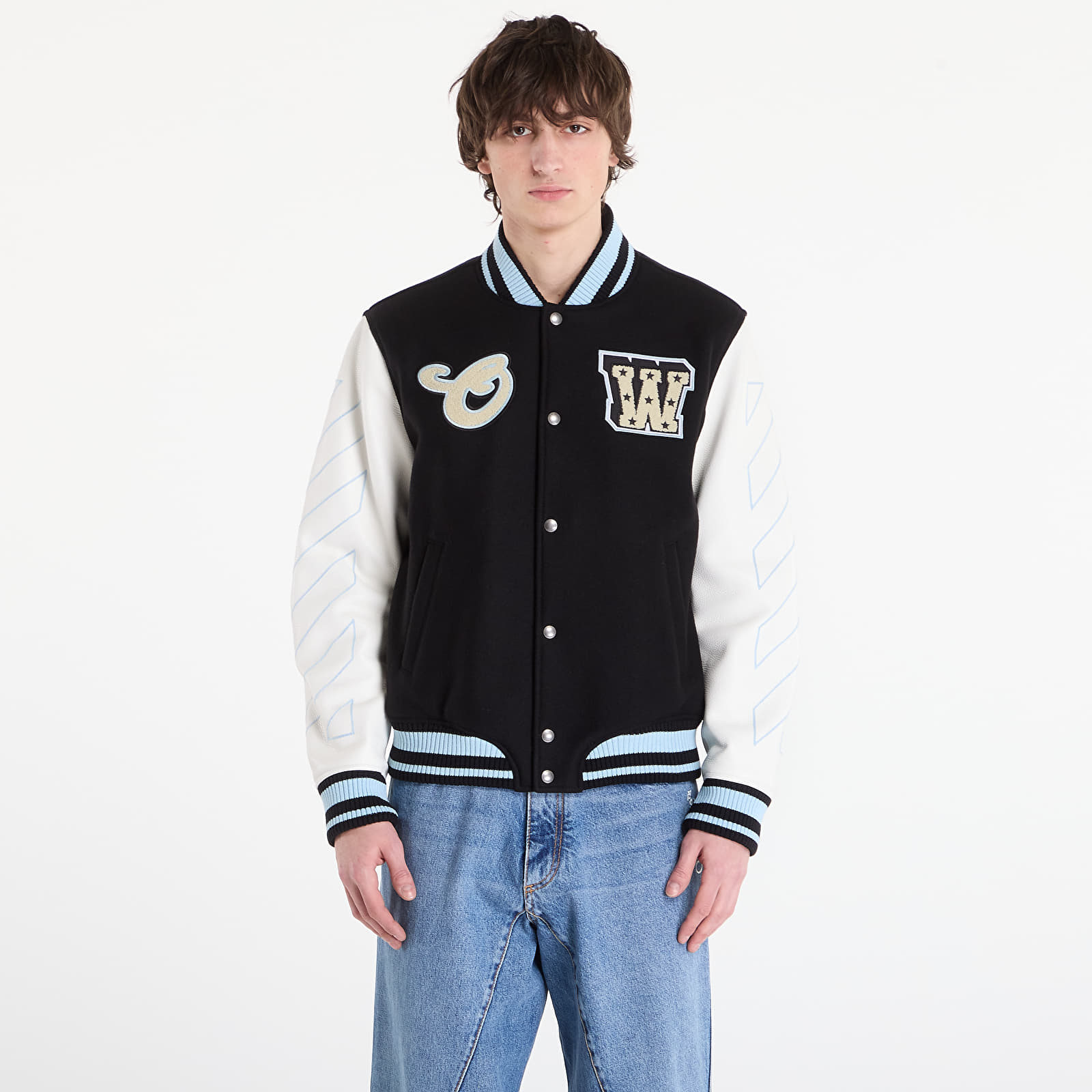 Jackets Off-White Star Logo Lea Wool Varsity Jacket Black