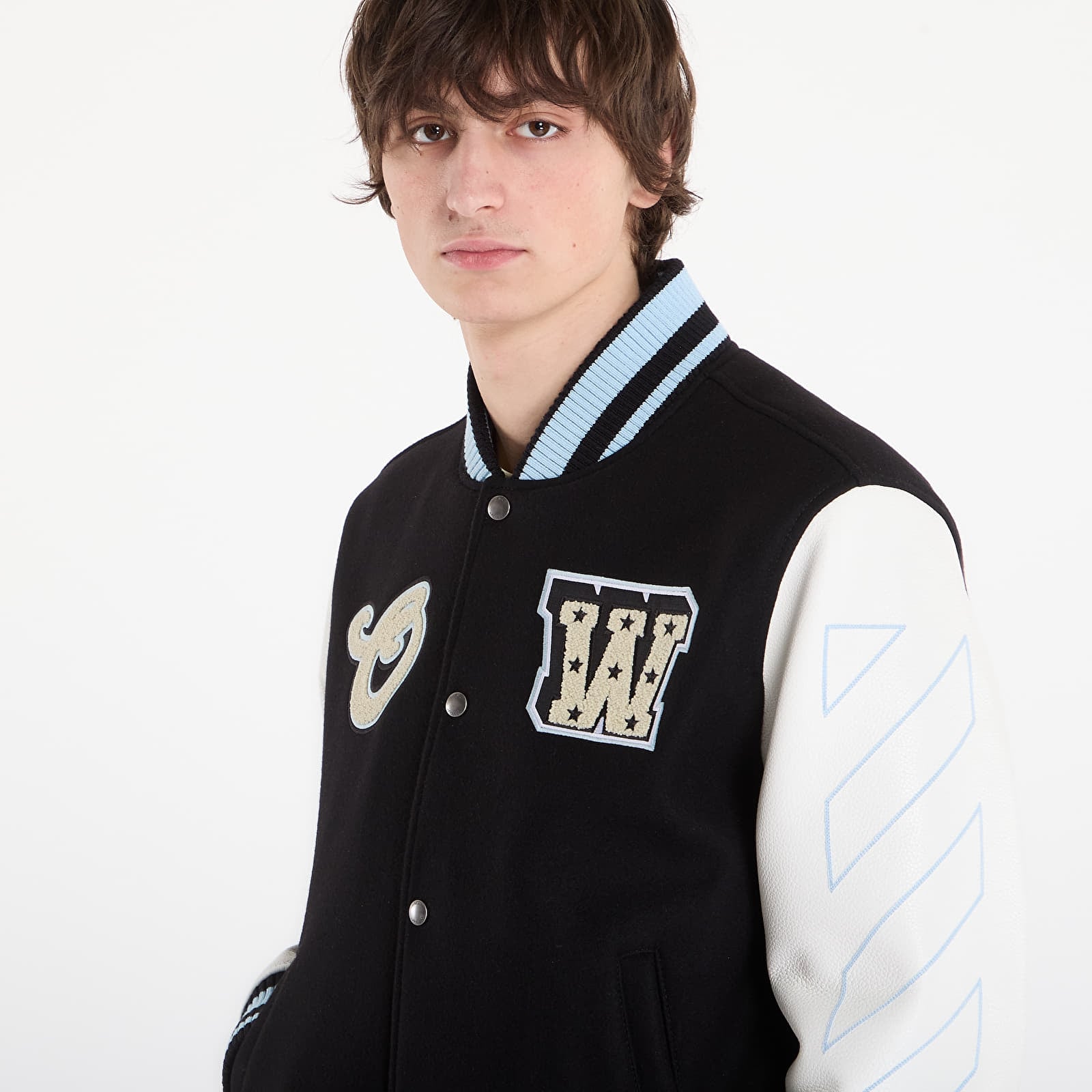 Jackets Off-White Star Logo Lea Wool Varsity Jacket Black