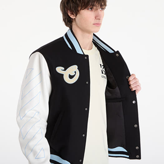 Off-White Star Logo Lea Wool Varsity Jacket Black | Footshop