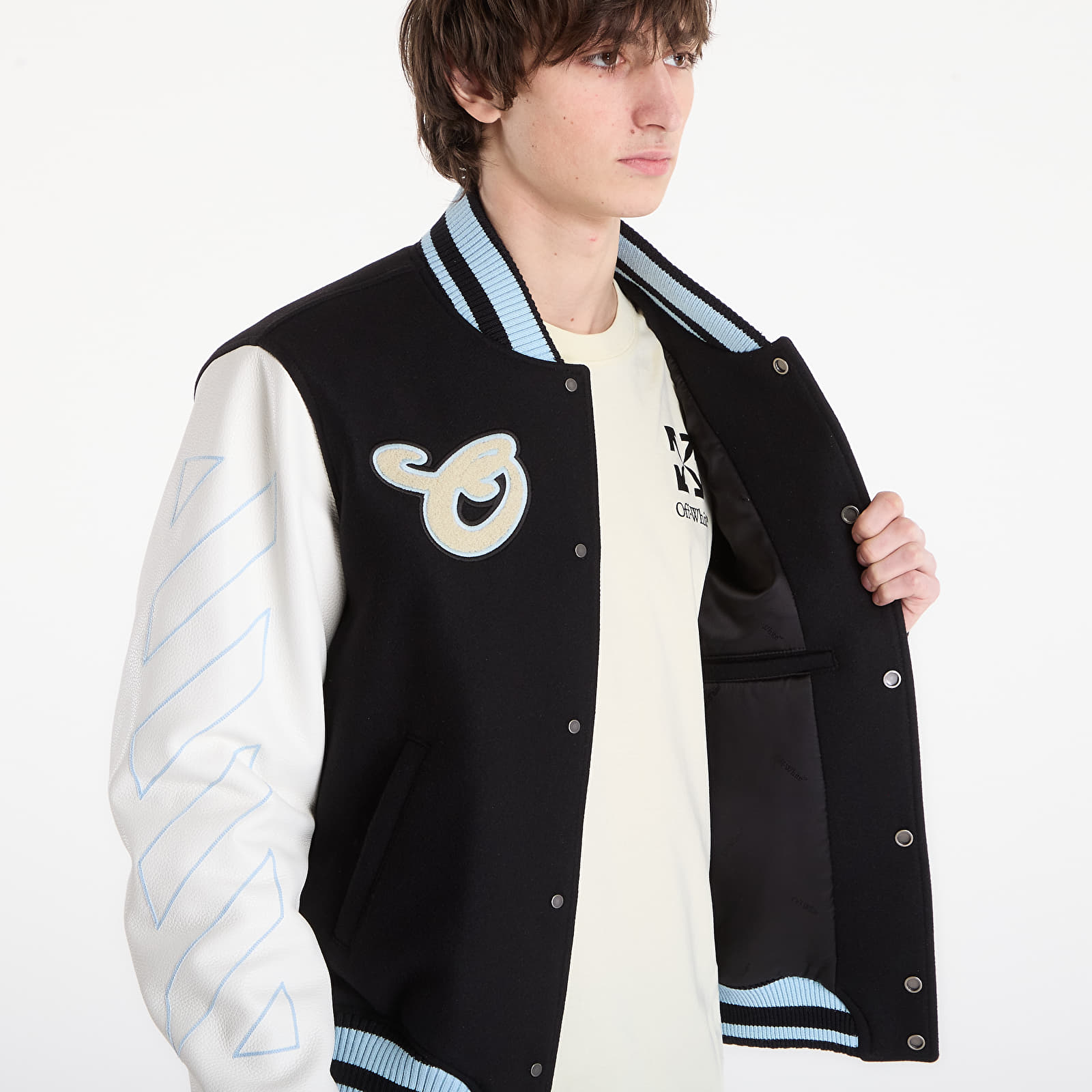 Jackets Off-White Star Logo Lea Wool Varsity Jacket Black