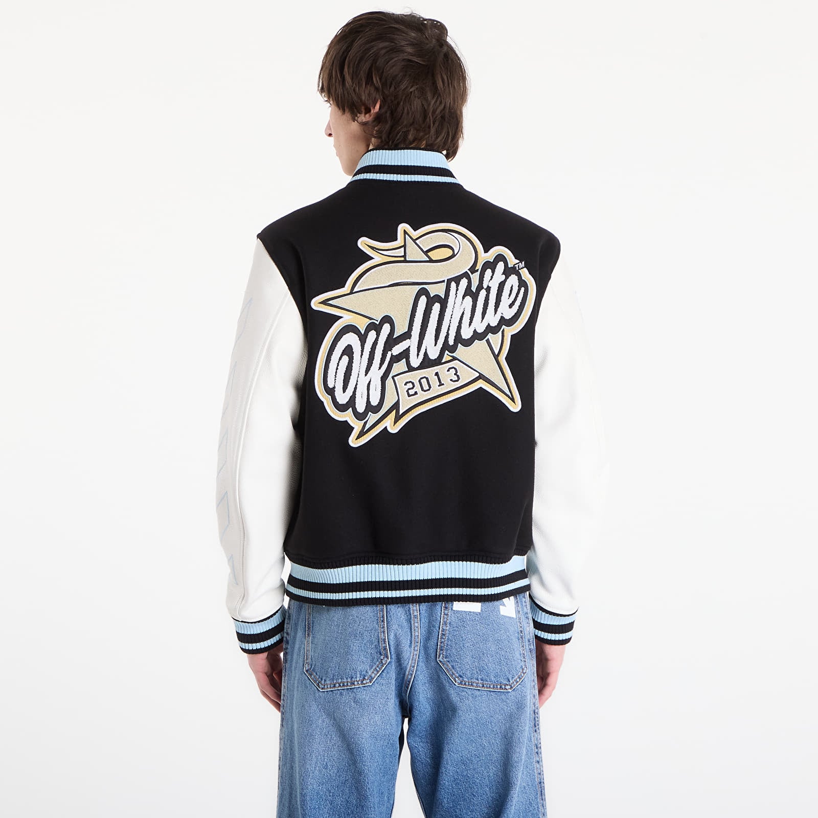 Jackets Off-White Star Logo Lea Wool Varsity Jacket Black