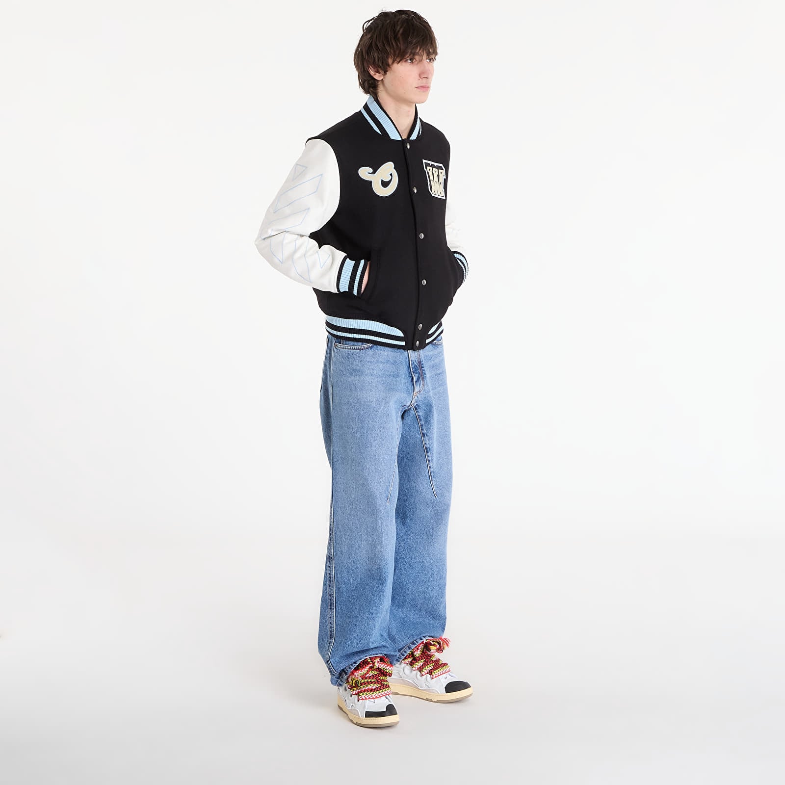 Jackets Off-White Star Logo Lea Wool Varsity Jacket Black