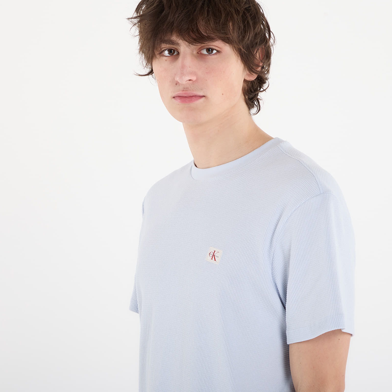 Majice T-shirt Calvin Klein Jeans Ss Waffle Badge Crew Tee Blue