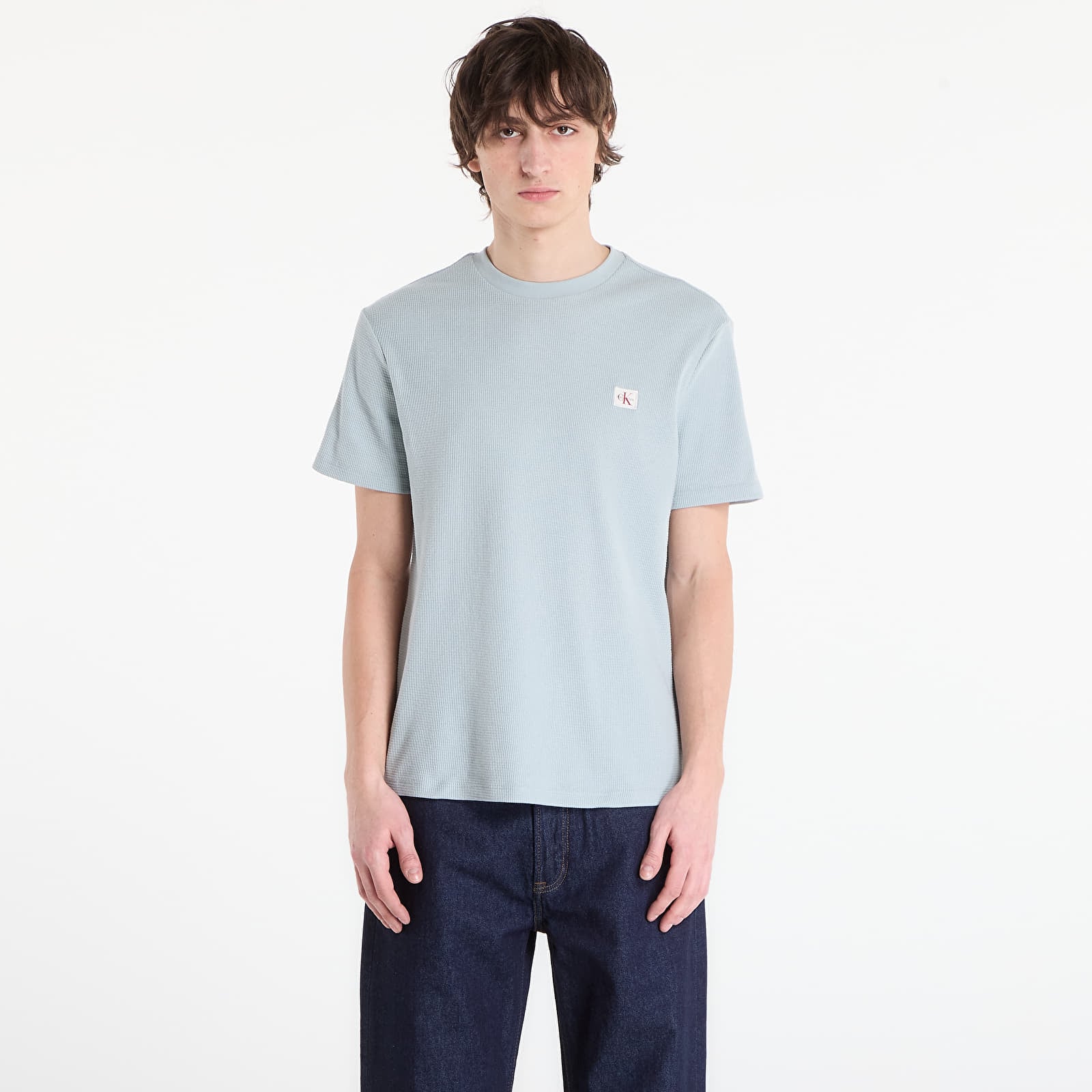 Marškinėliai Calvin Klein Jeans Ss Waffle Badge Crew Tee Gray
