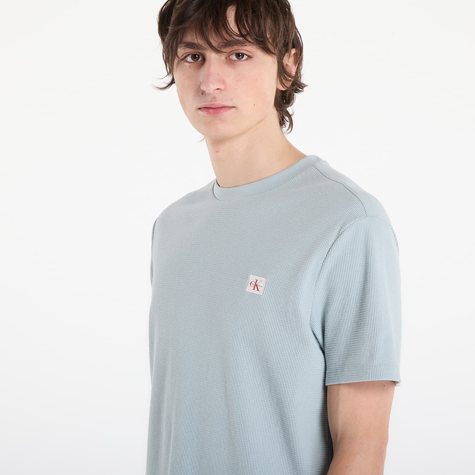 Marškinėliai Calvin Klein Jeans Ss Waffle Badge Crew Tee Gray