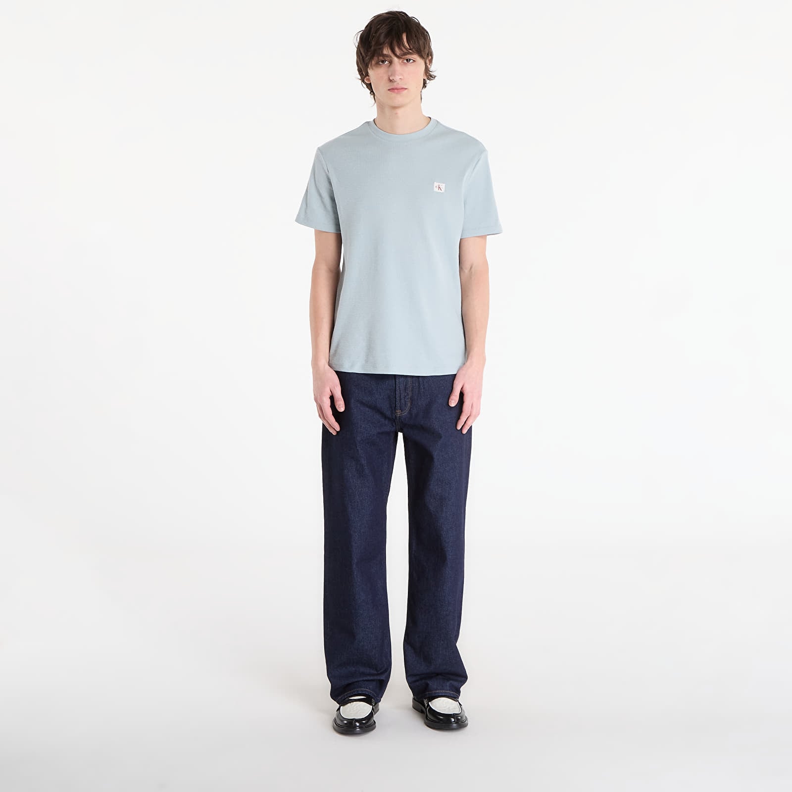 Marškinėliai Calvin Klein Jeans Ss Waffle Badge Crew Tee Gray