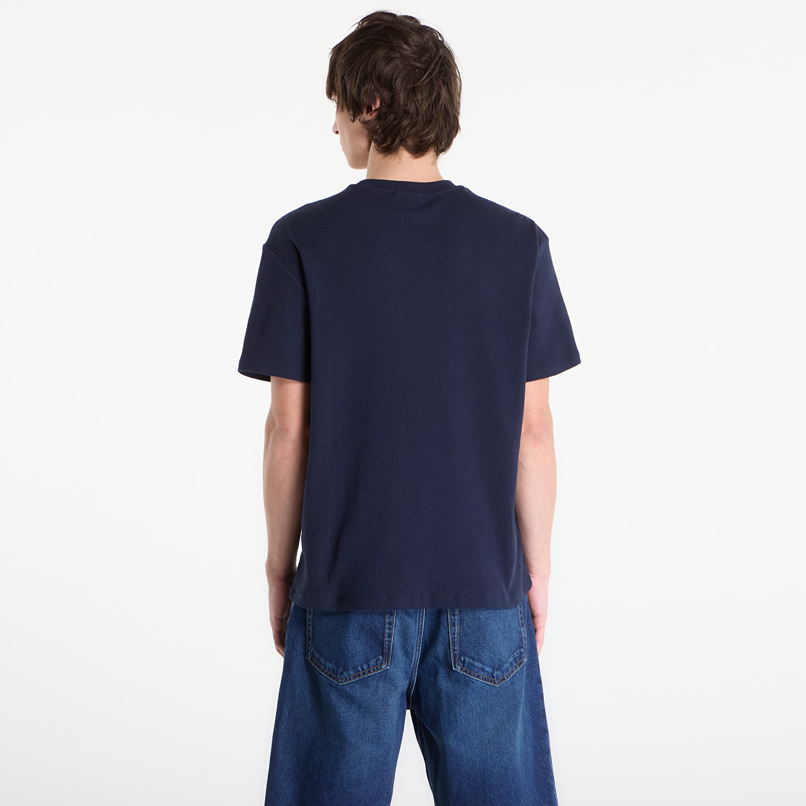 Majice T-shirt Calvin Klein Jeans Ss Waffle Badge Crew Tee Blue