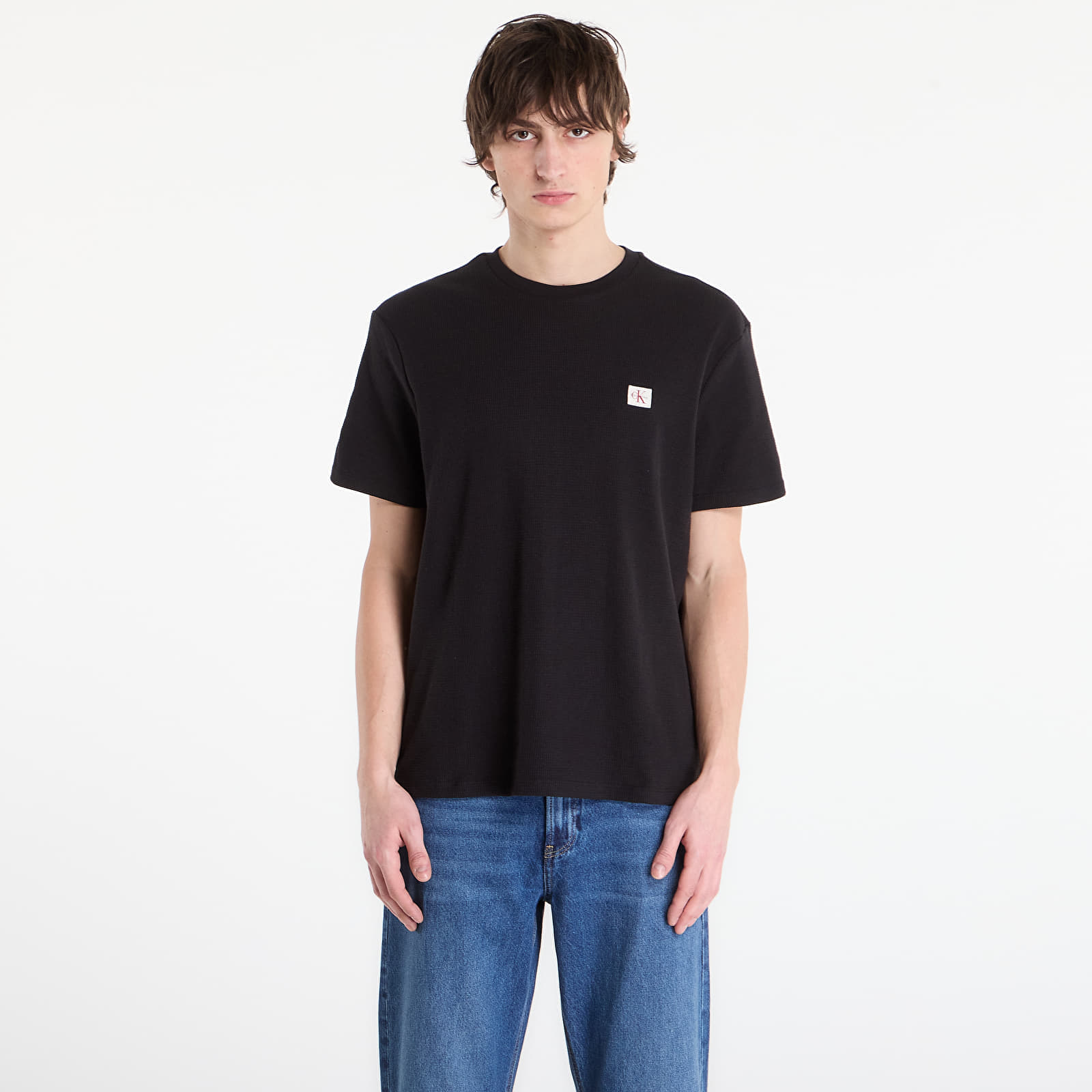Tricou Calvin Klein Jeans Ss Waffle Badge Crew Tee Black L