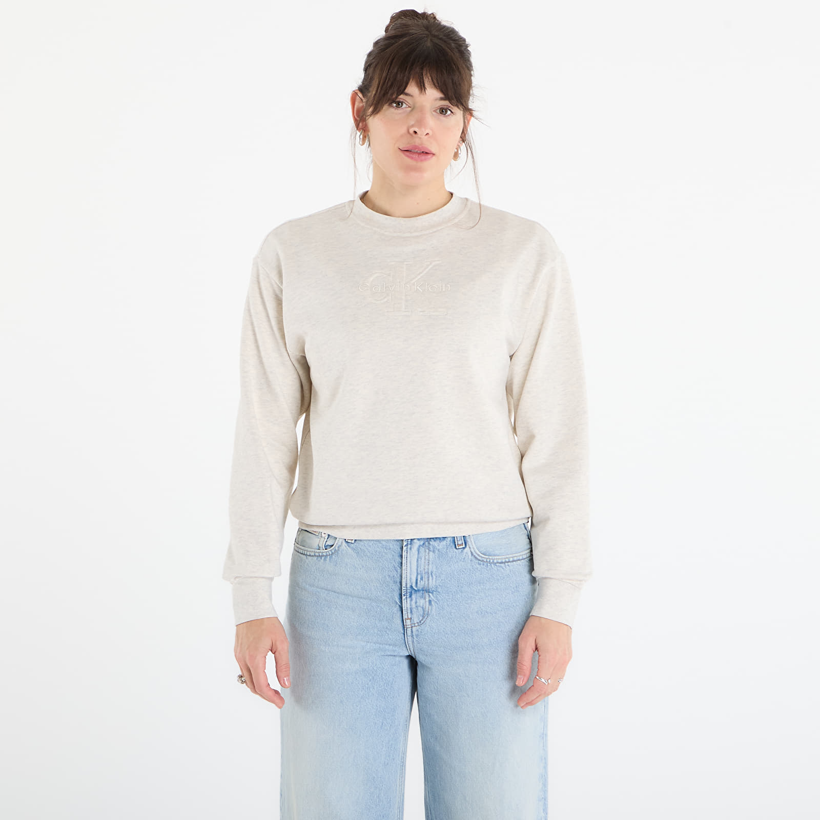 Ženski hoodiji Calvin Klein Jeans Ls Embossed Monologo Terry Crewneck ?