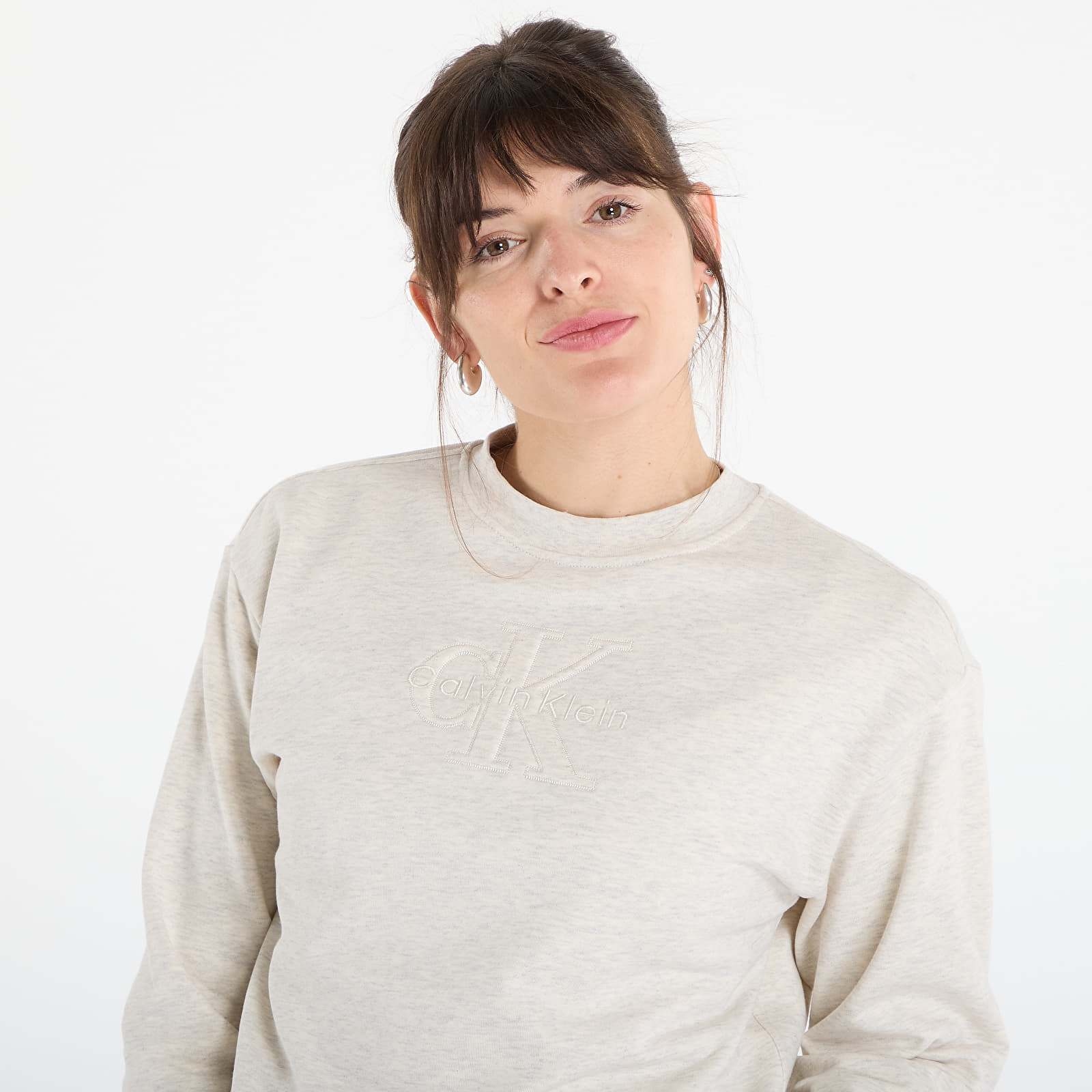 Ženski hoodiji Calvin Klein Jeans Ls Embossed Monologo Terry Crewneck ?