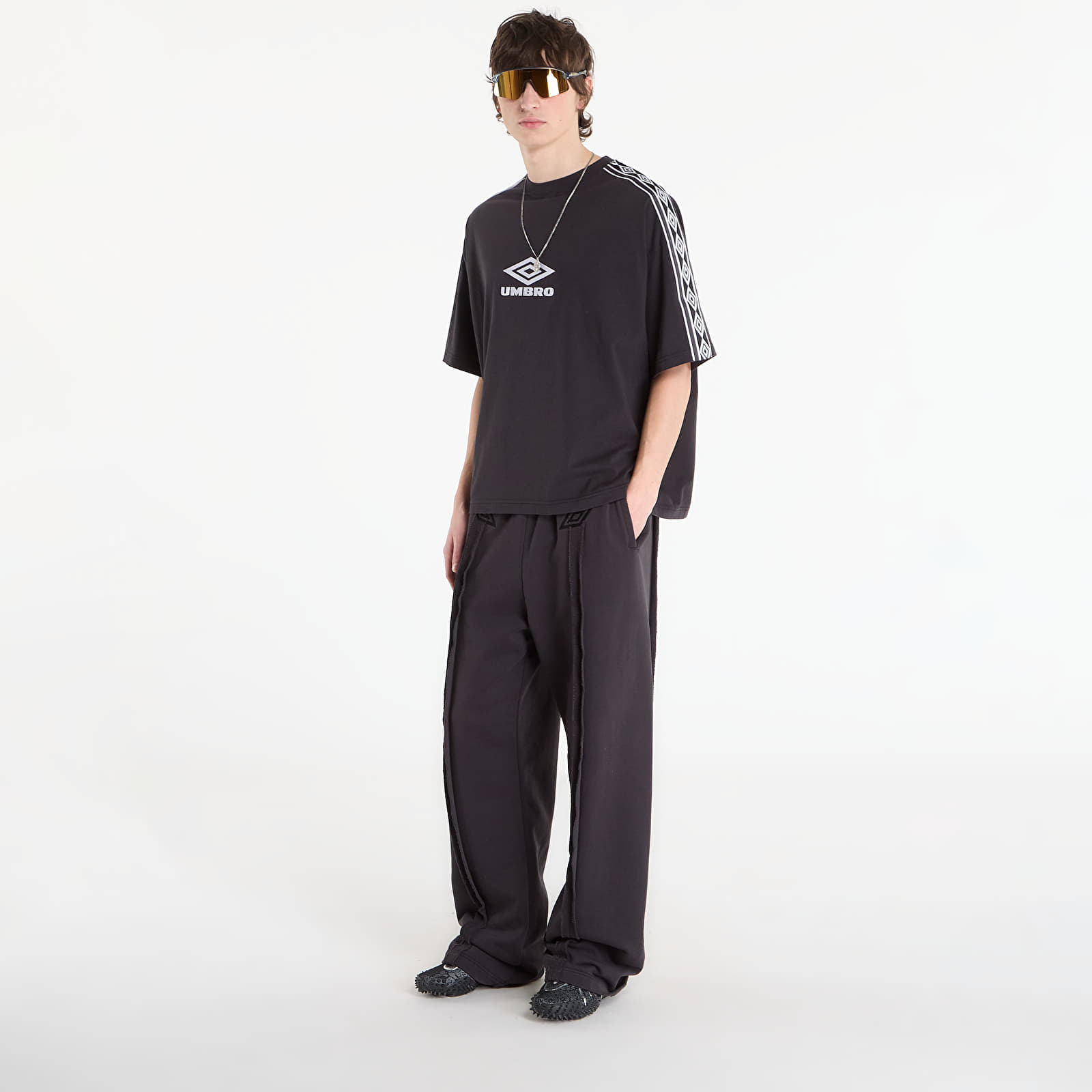 Men's T-shirts Umbro by SlamJam Offence Defence Tape Tee Washed Black