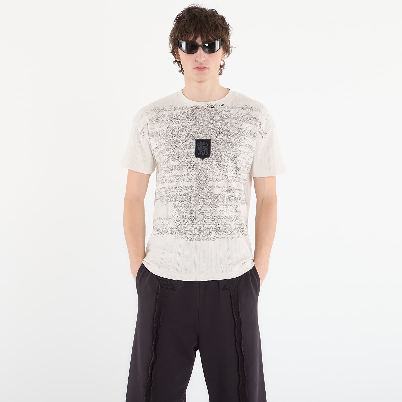 T-shirts til mænd Umbro by SlamJam Biography Pointelle Baby Tee White Powder