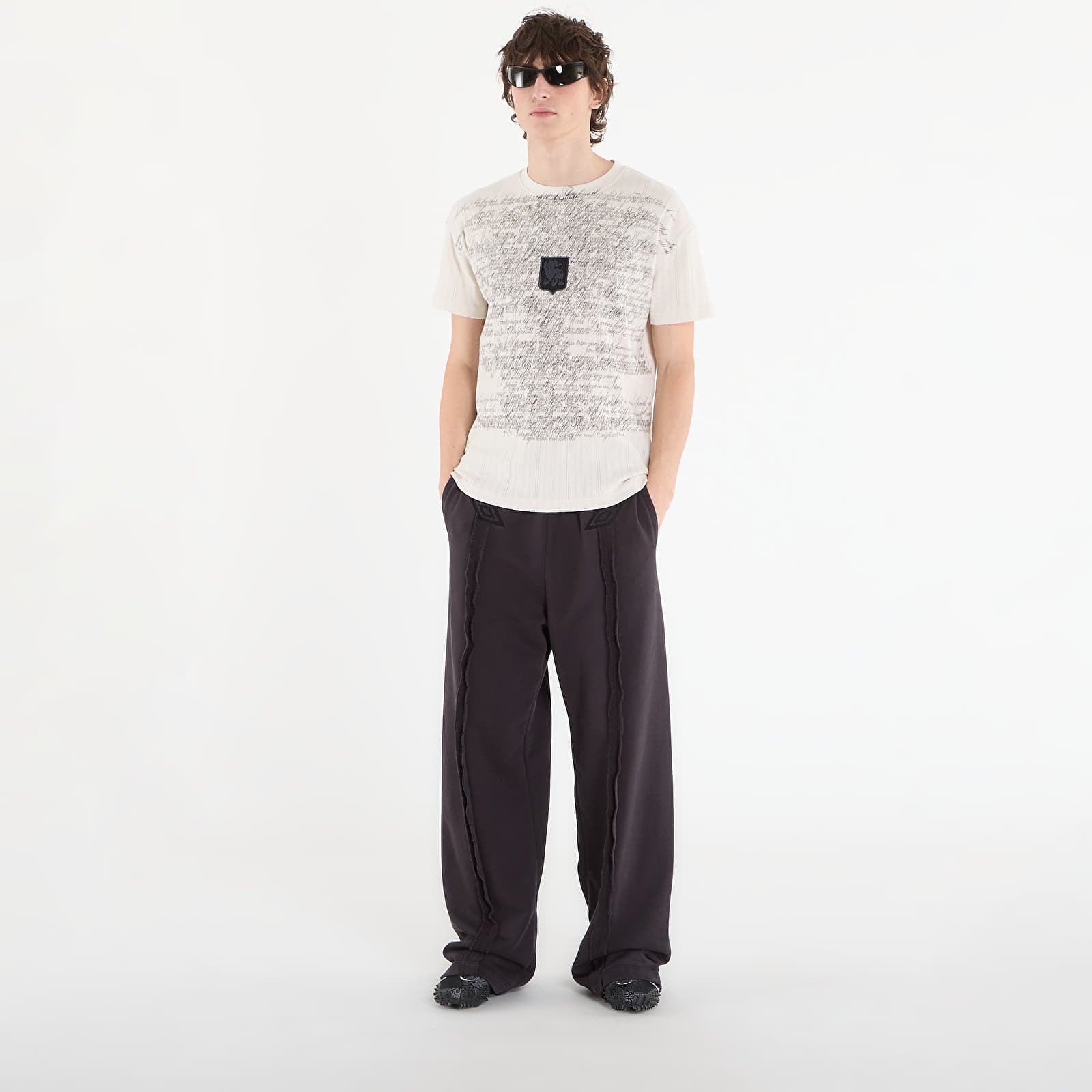 T-shirts til mænd Umbro by SlamJam Biography Pointelle Baby Tee White Powder