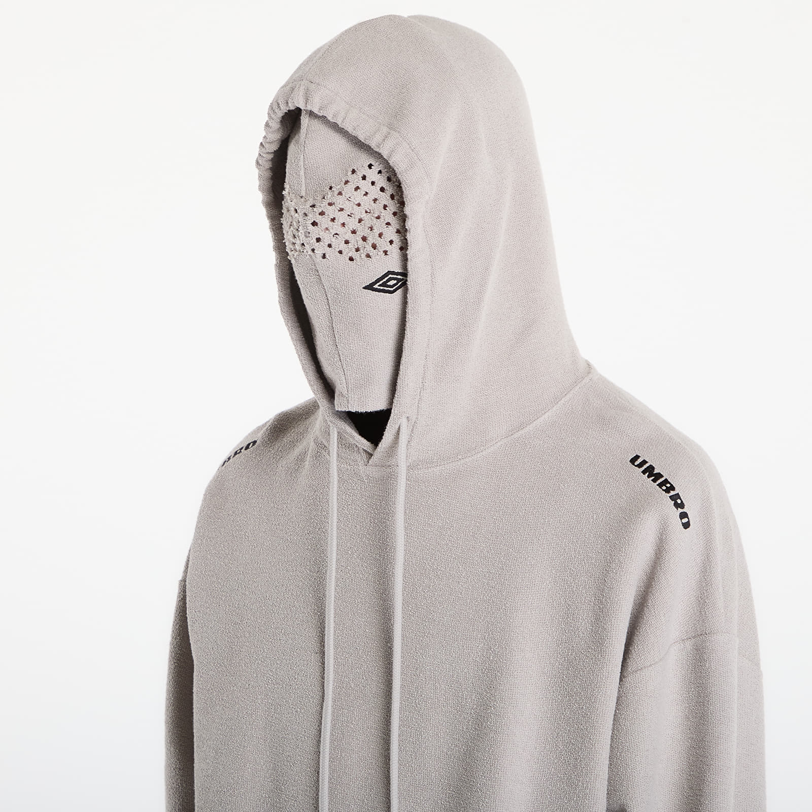 Mikiny Umbro by SlamJam Lasered Masked Hoodie Light Grey