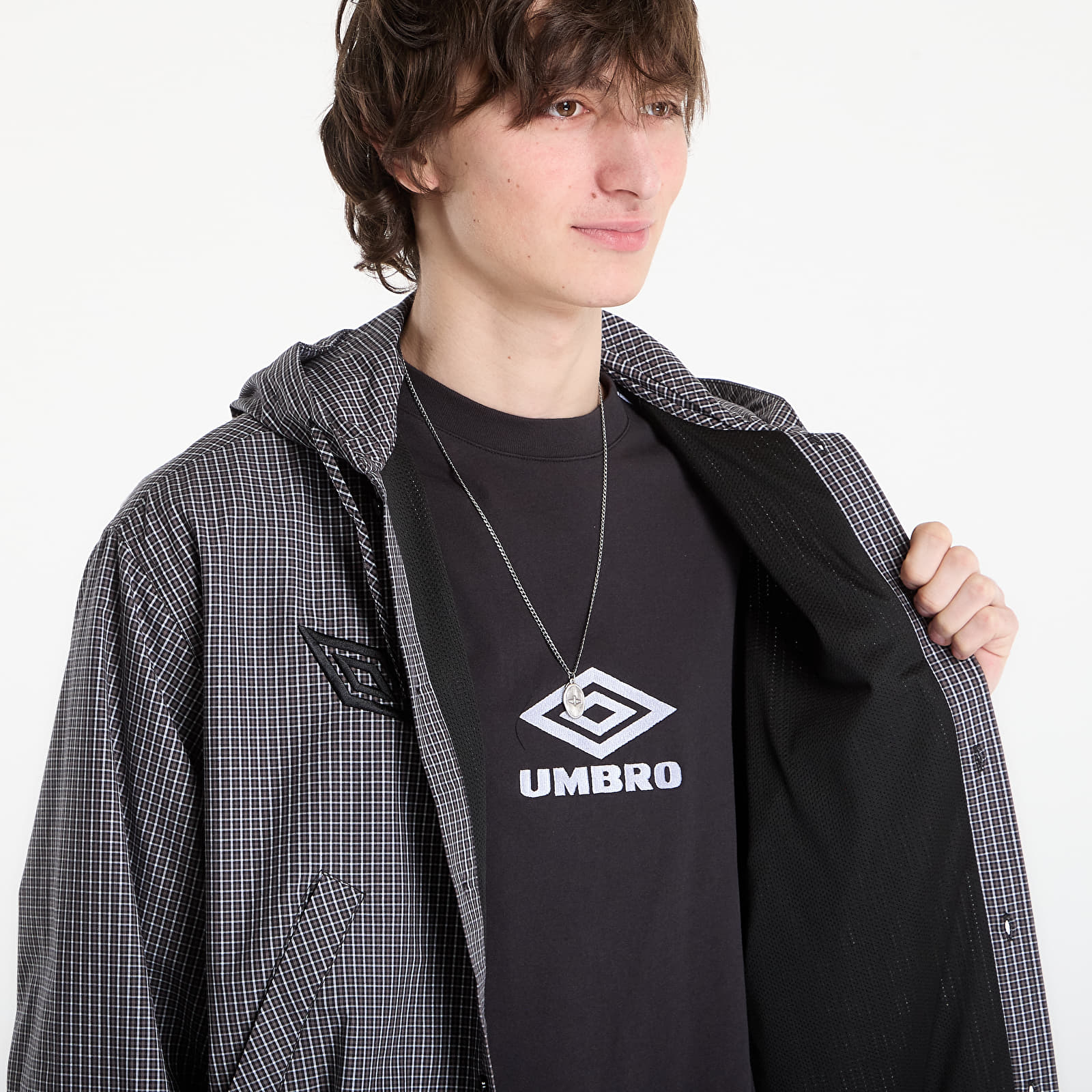 Košile Umbro by SlamJam Gingham Masked Shirt Coffee Brown/ White/ Black