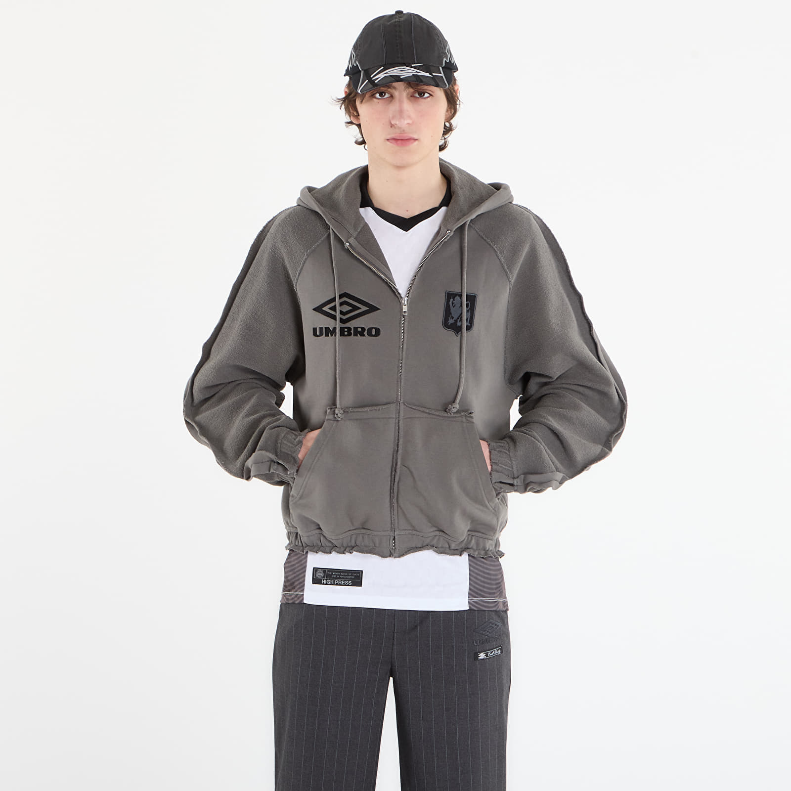 Суитшърт Umbro by SlamJam Royal Arms Zip Masked Hoodie Smock Grey M