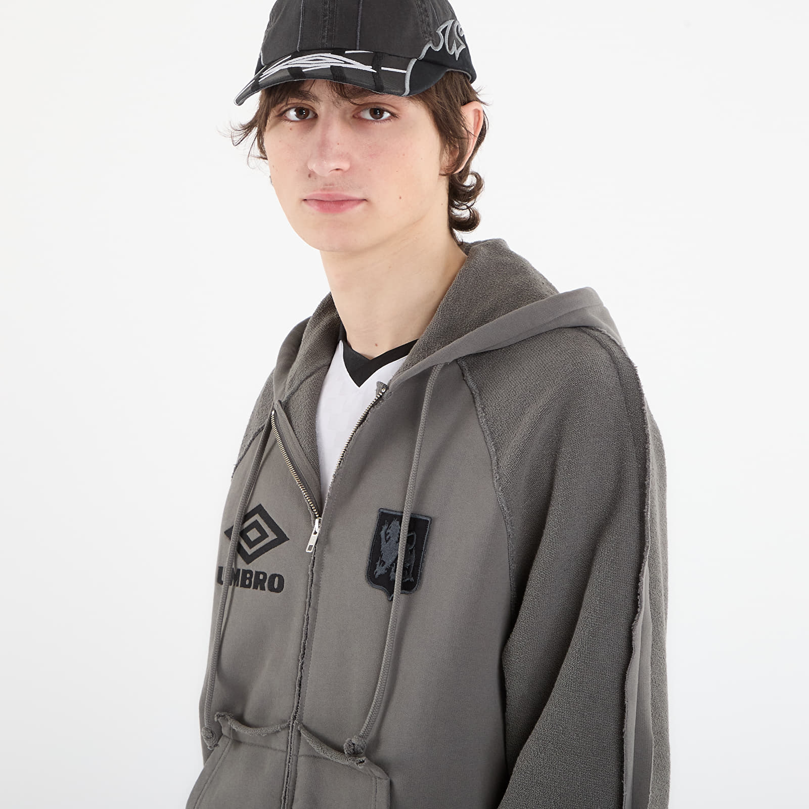 Vīriešu kapuces Umbro by SlamJam Royal Arms Zip Masked Hoodie Smock Grey