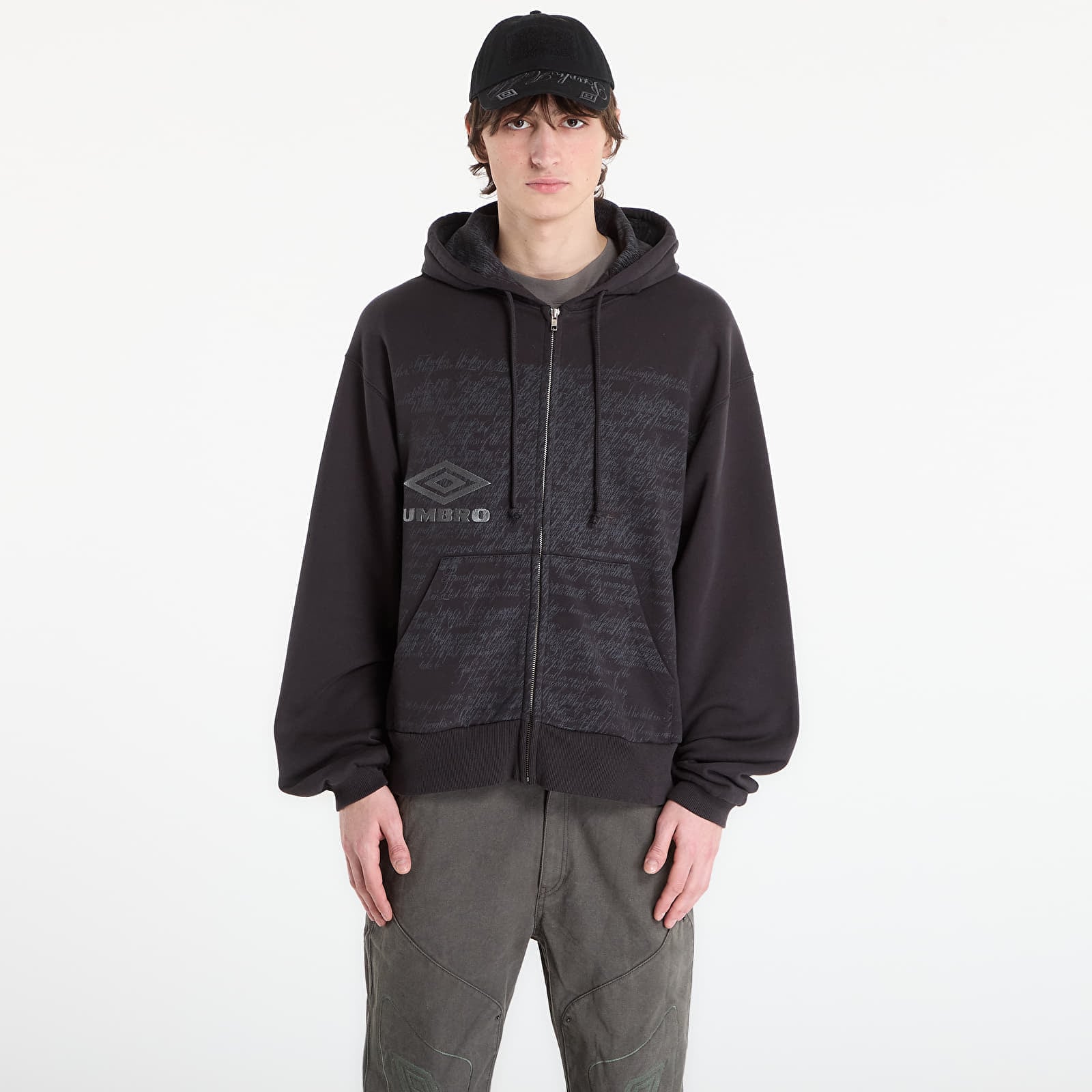 Sweatshirt Umbro by SlamJam Compact Masked Zip Hoodie Washed Black M