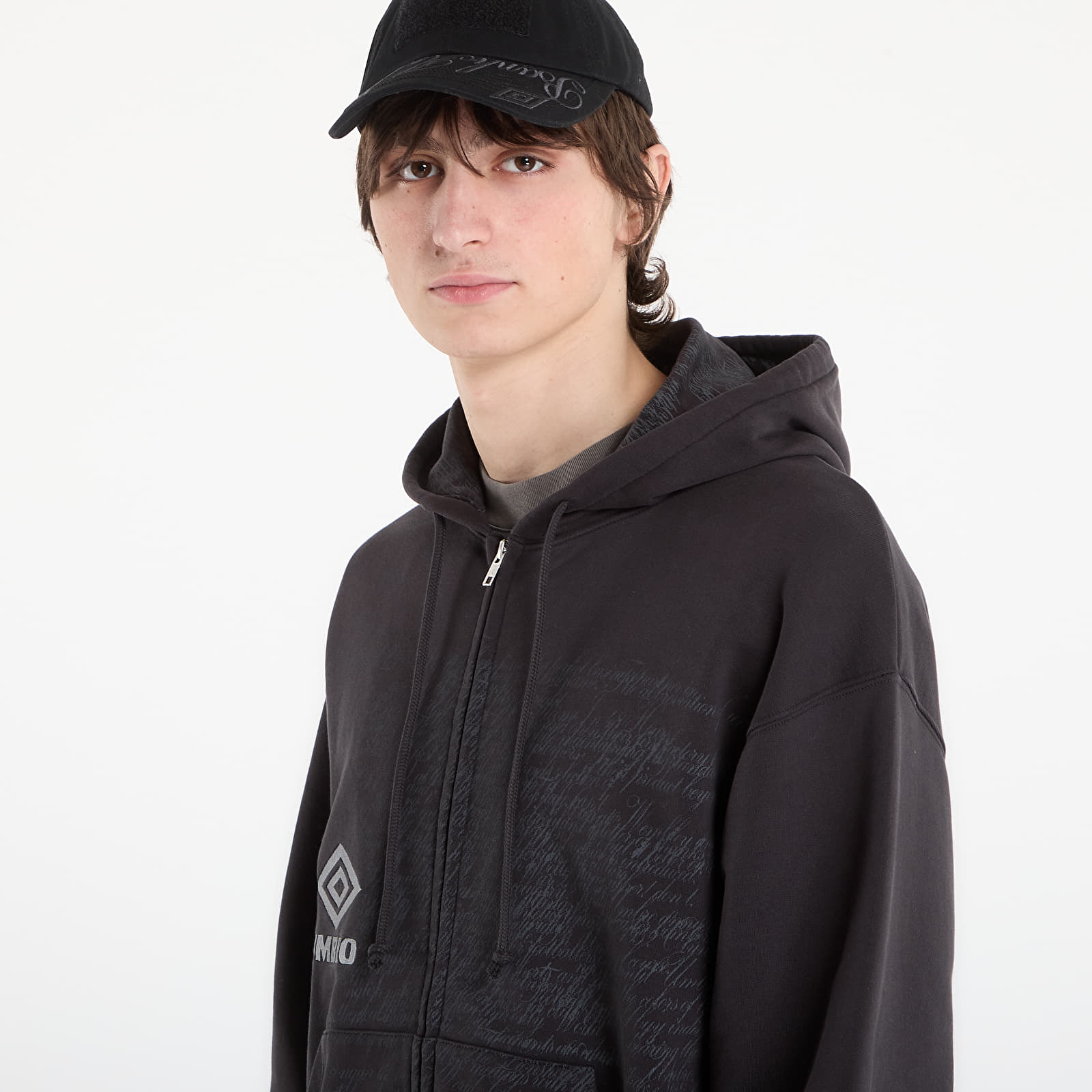 Mikiny Umbro by SlamJam Compact Masked Zip Hoodie Washed Black