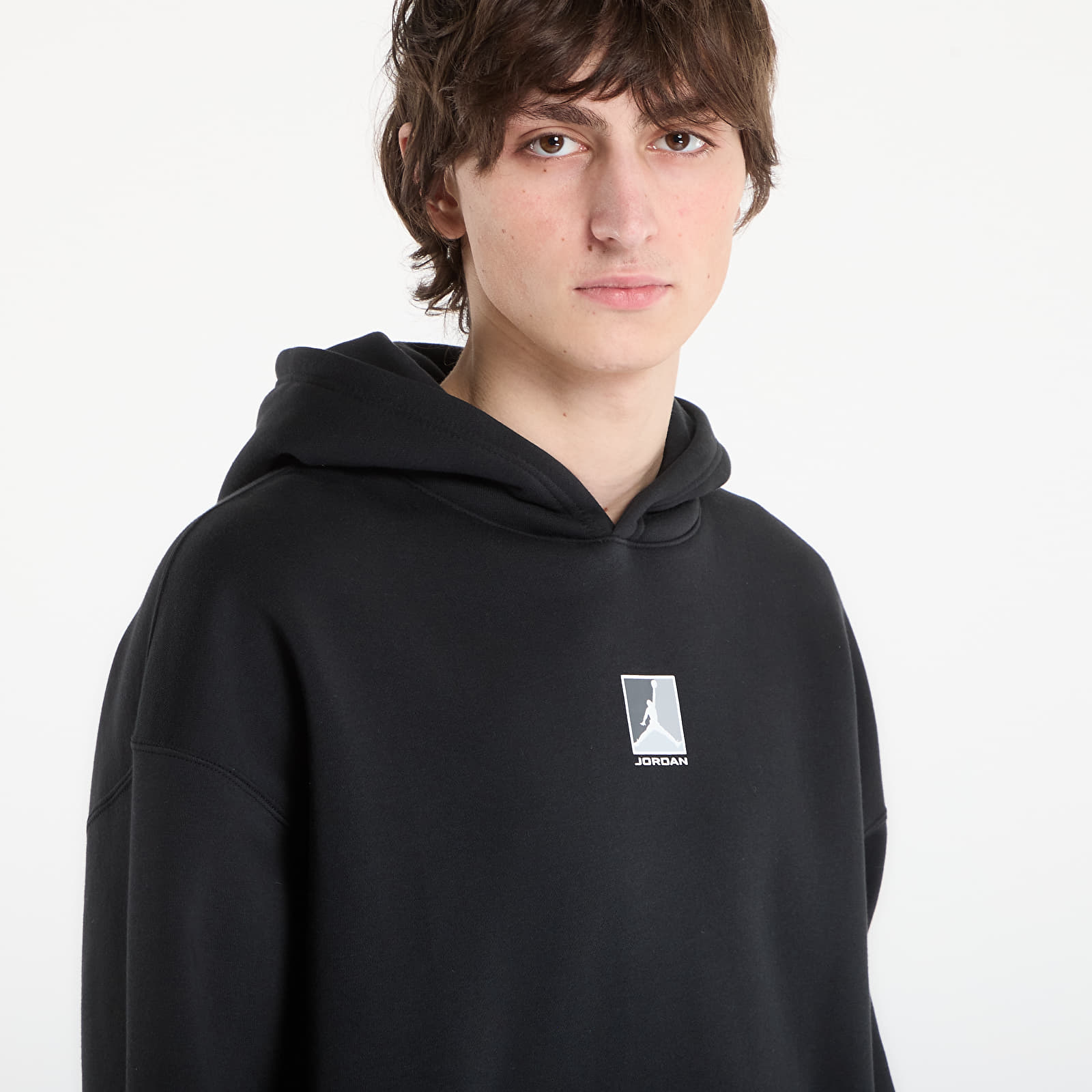 Mikiny Jordan Brooklyn Fleece Men's Graphic Pullover Hoodie Black/ White