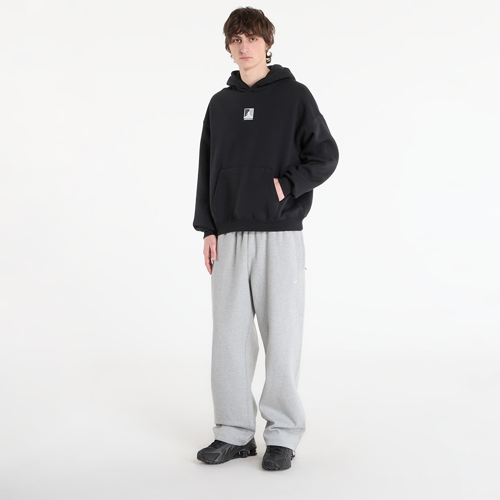 Mikiny Jordan Brooklyn Fleece Men's Graphic Pullover Hoodie Black/ White