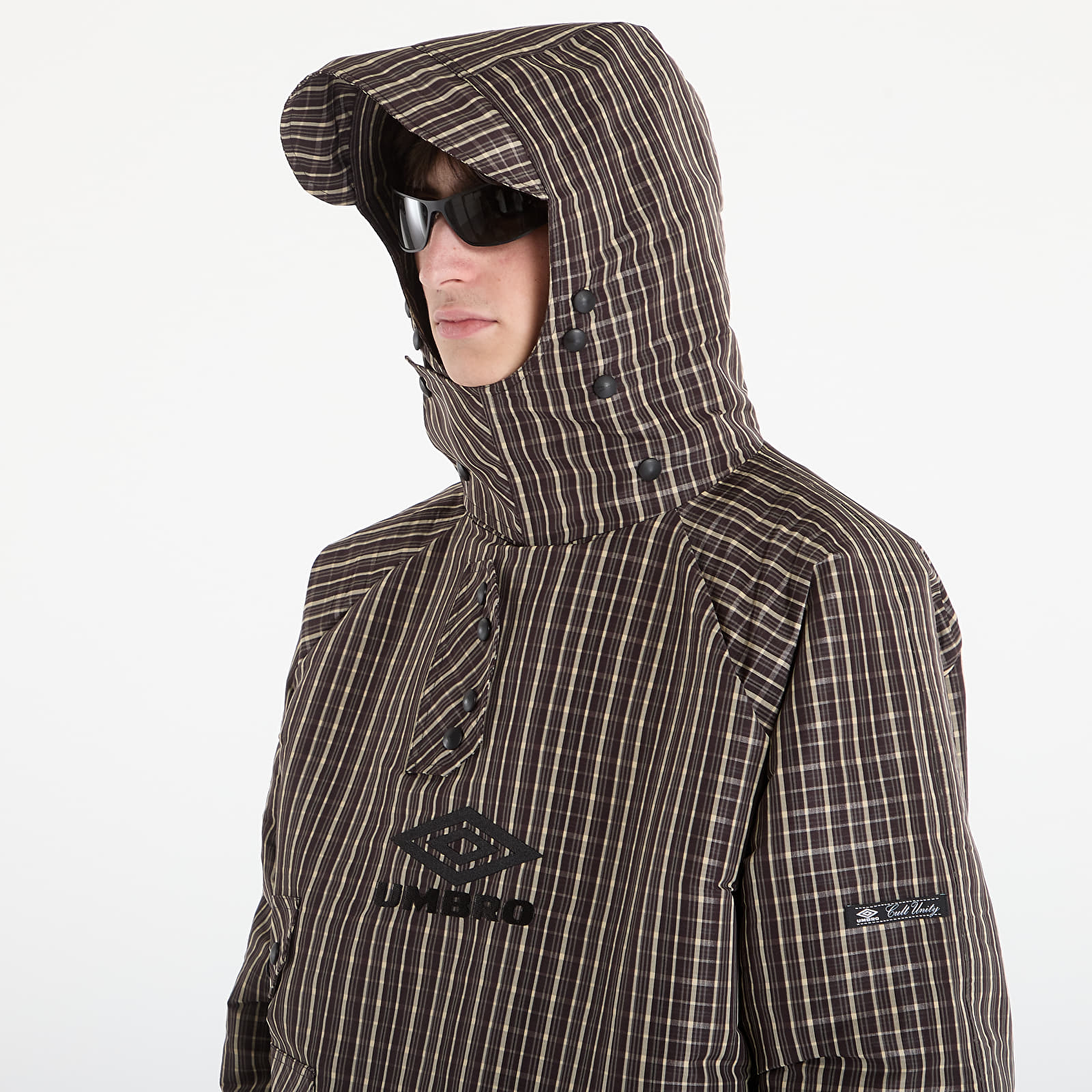 Jakker til mænd Umbro by SlamJam Check Smock Anorak Beige/ Dark Brown