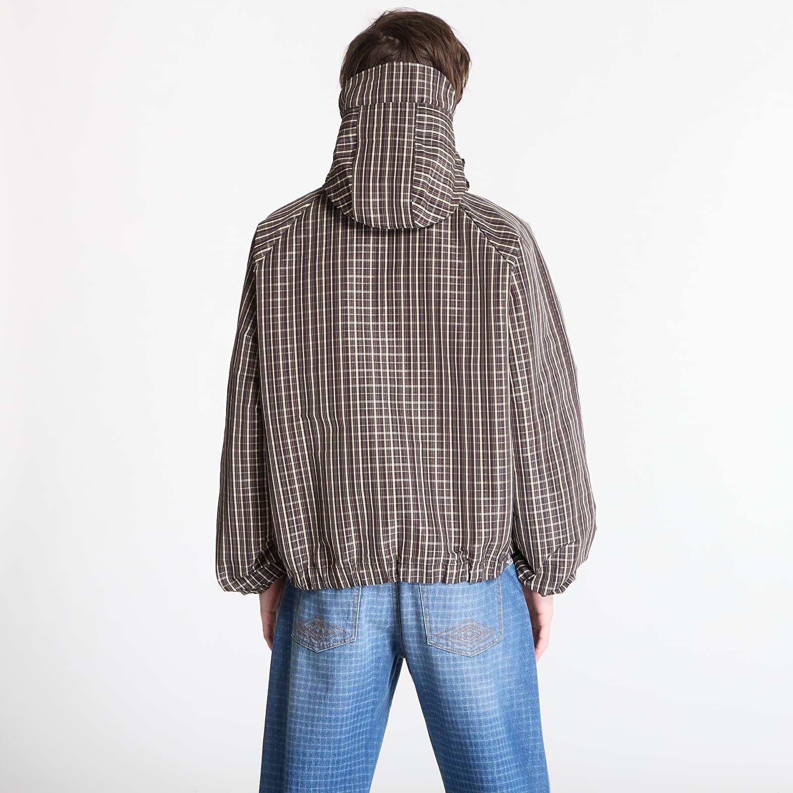 Jakker til mænd Umbro by SlamJam Check Smock Anorak Beige/ Dark Brown