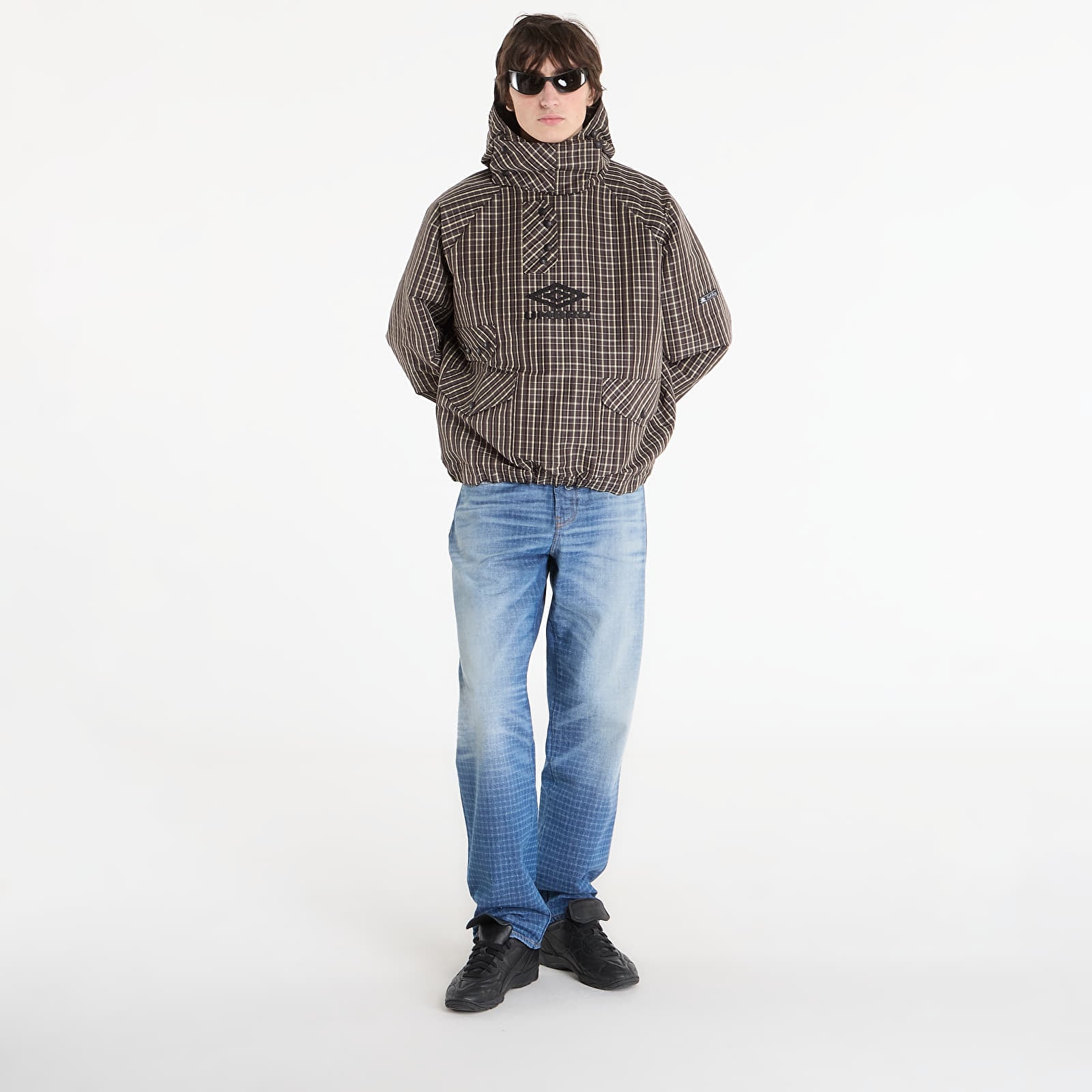 Jakker til mænd Umbro by SlamJam Check Smock Anorak Beige/ Dark Brown