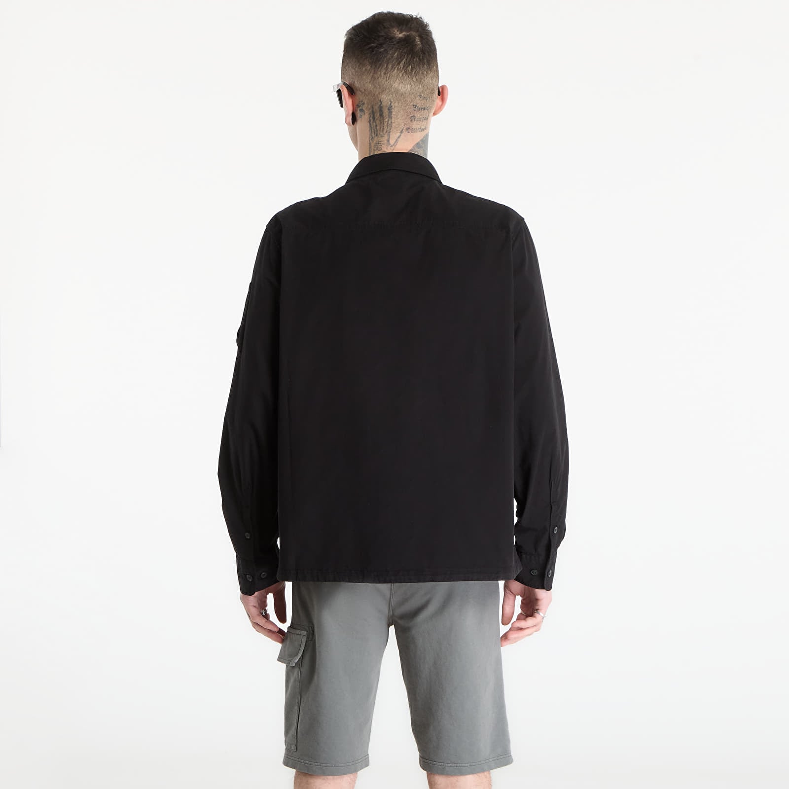 Hemden für Männer C.P. Company Organic Gabardine Zipped Lens Overshirt Black