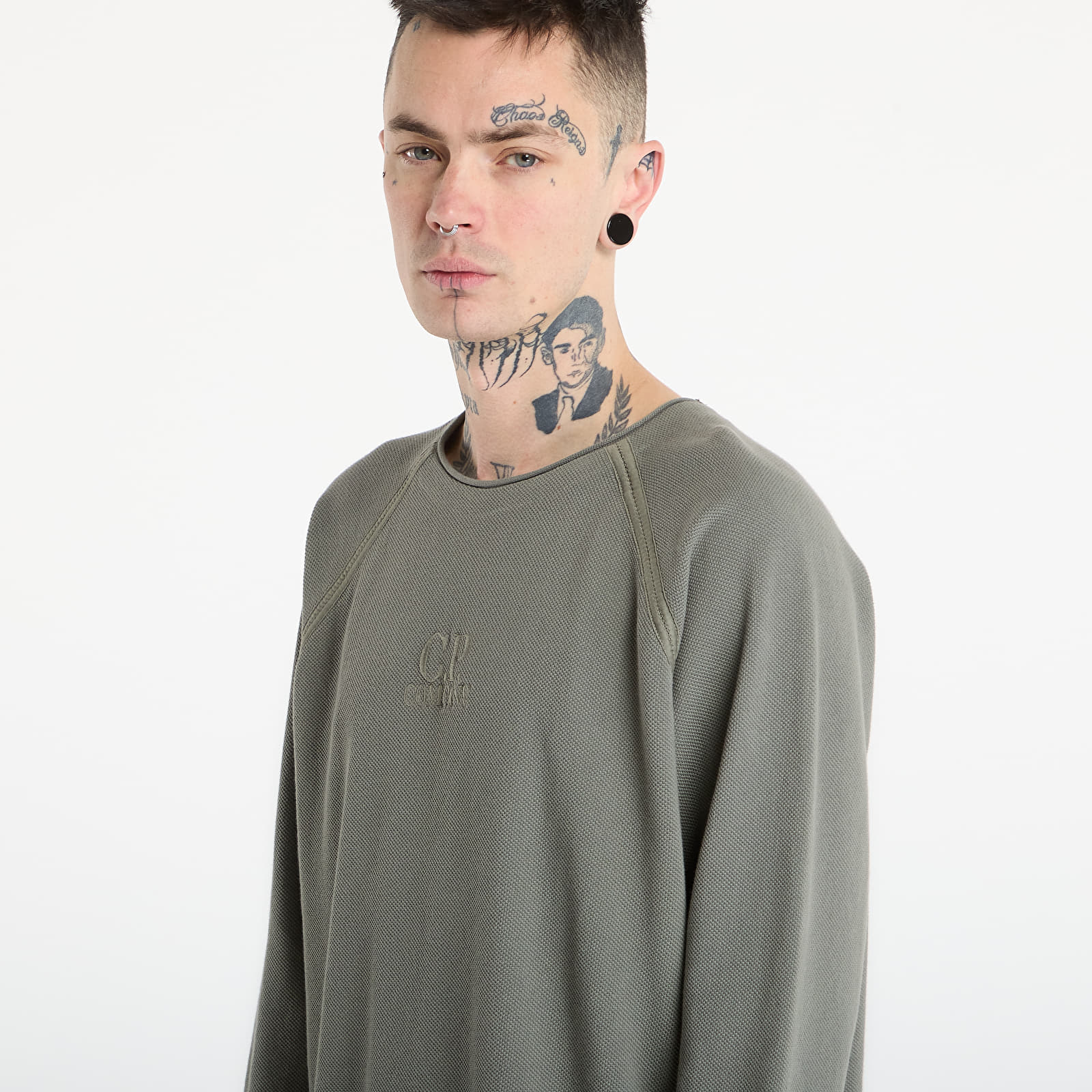 Φούτερ C.P. Company Heavy Piquet Pigment Dyed Mockneck Sweatshirt Gunmetal Grey