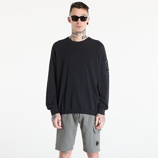 Sweatshirt C.P. Company Cotton Crepe Crewneck Lens Sweater Black