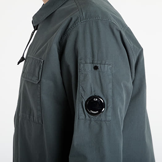 C.P. Company Organic Gabardine Zipped Lens Overshirt Gunmetal Grey