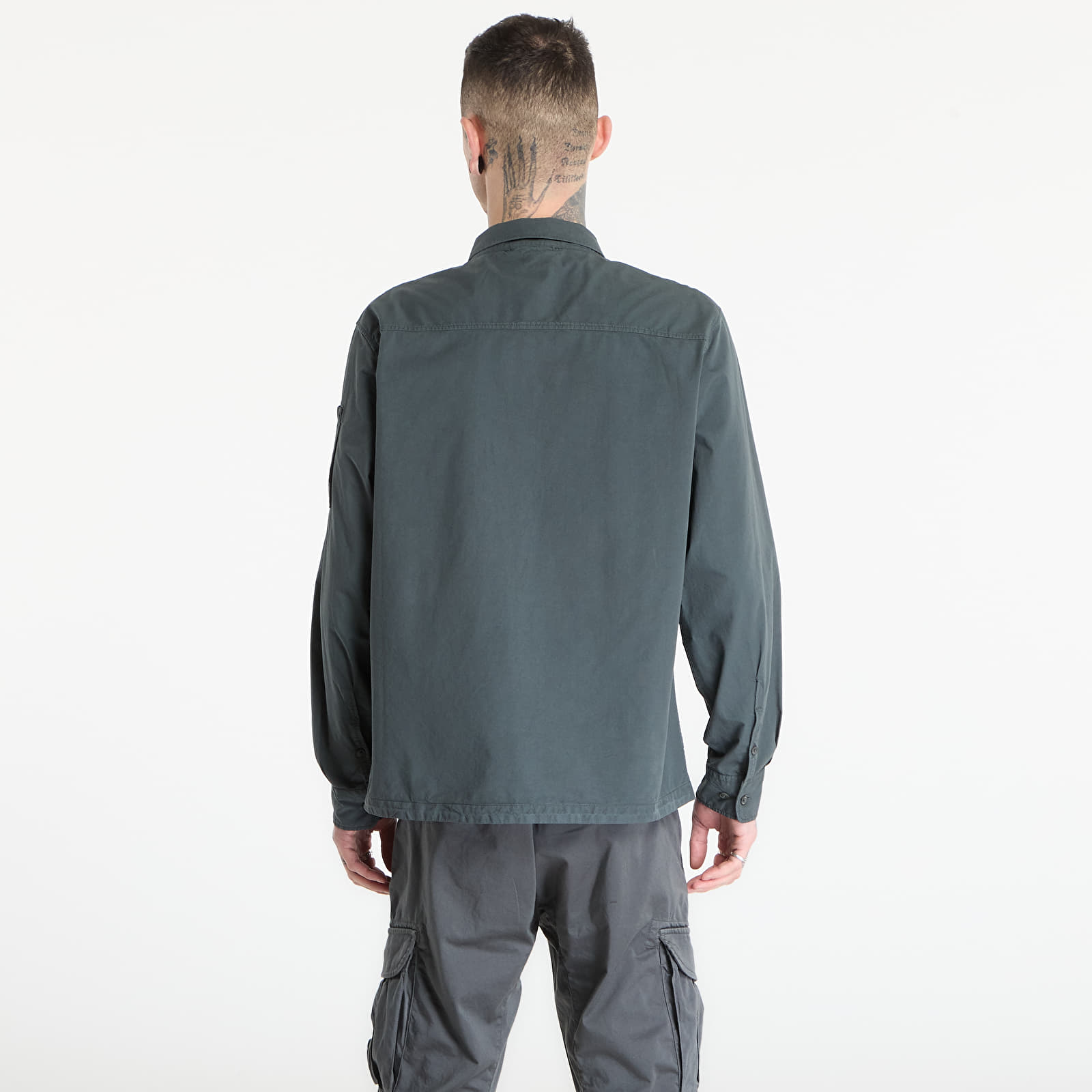 Hemden für Männer C.P. Company Organic Gabardine Zipped Lens Overshirt Gunmetal Grey