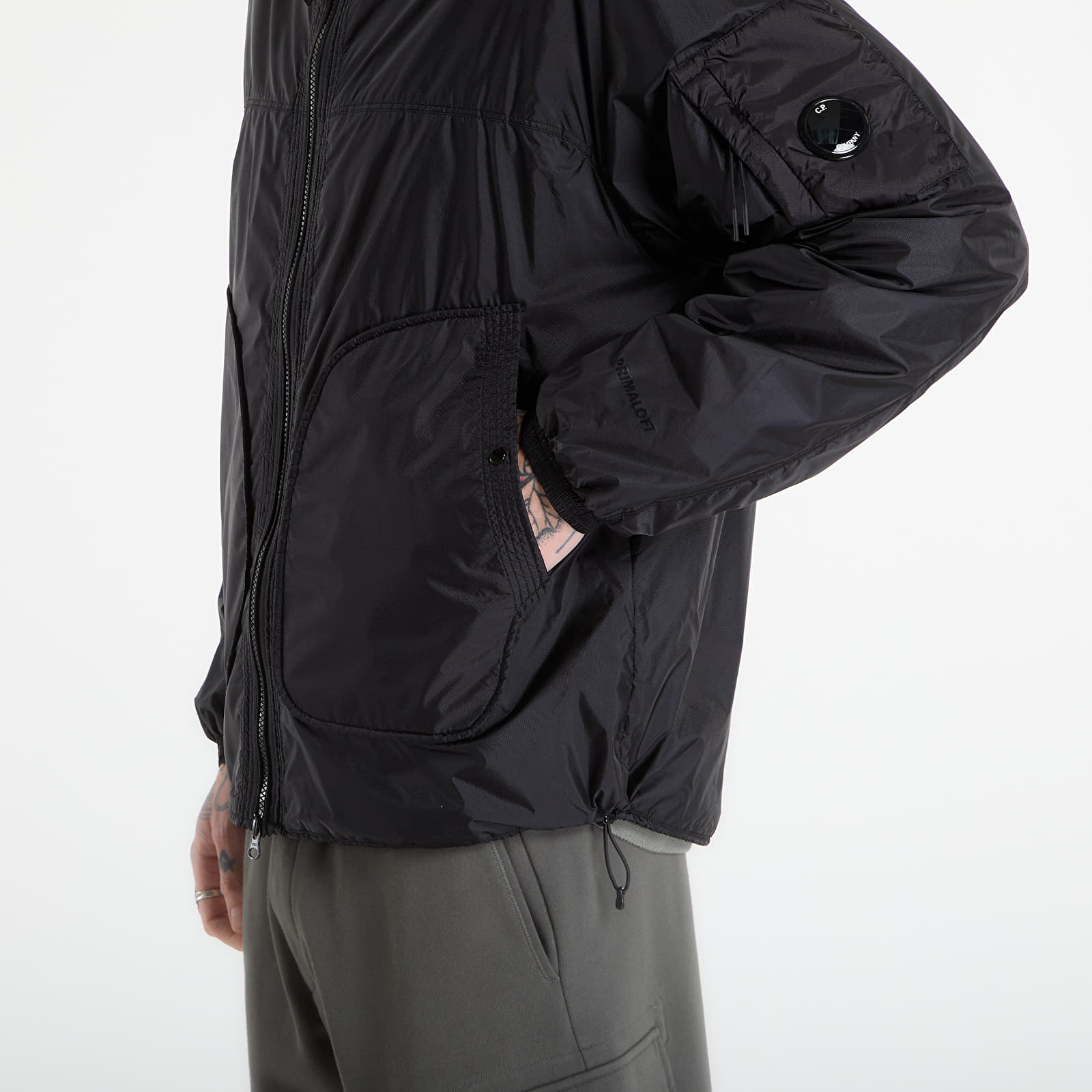 Vestes pour hommes C.P. Company Nada Shield Packable Primaloft® Evolve Hooded Lens Jacket Black