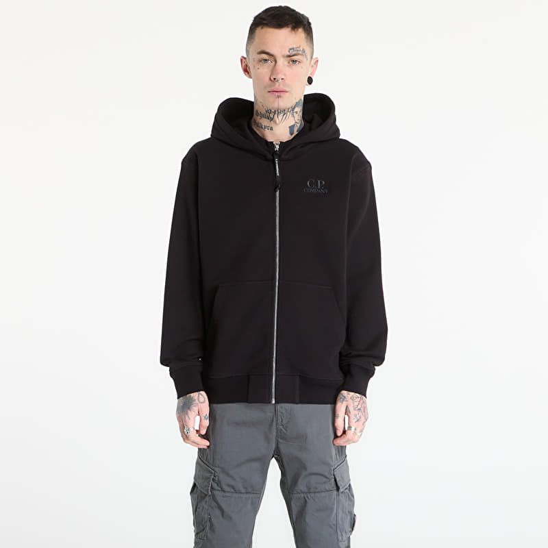 Sweatshirt C.P. Company Diagonal Raised Fleece Zip Hooded Sweatshirt Black