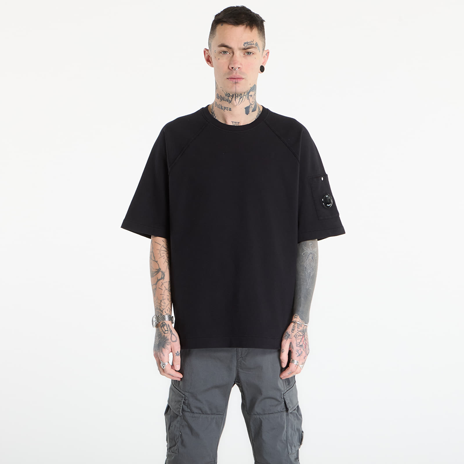 Tricou C.P. Company Light Fleece Short Sleeve Sweatshirt Black S