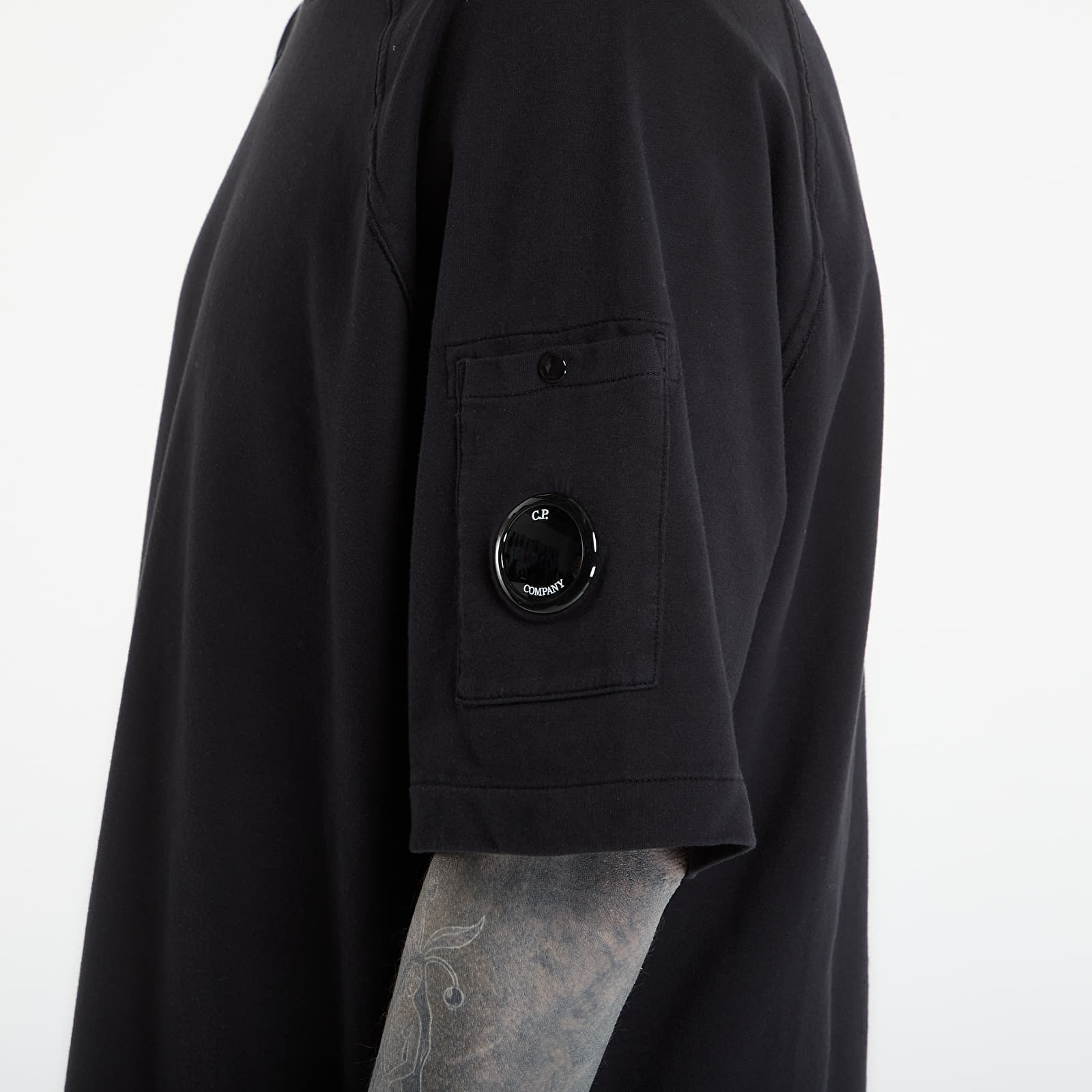 Tričká C.P. Company Light Fleece Short Sleeve Sweatshirt Black