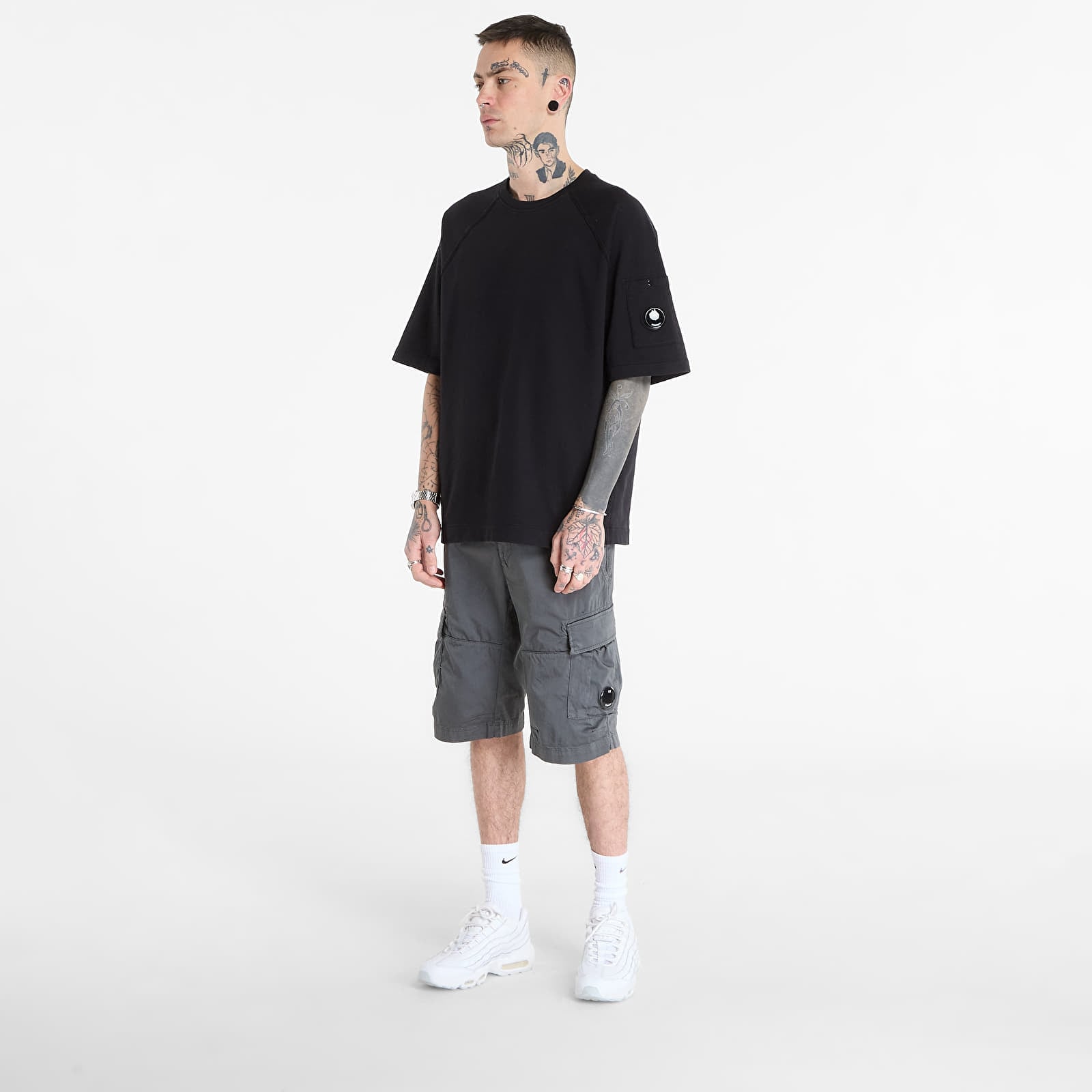 Tričká C.P. Company Light Fleece Short Sleeve Sweatshirt Black