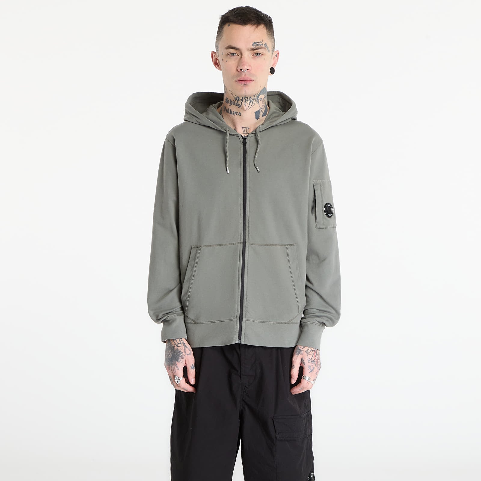 Sweatshirt C.P. Company Hooded Open Gunmetal Grey M