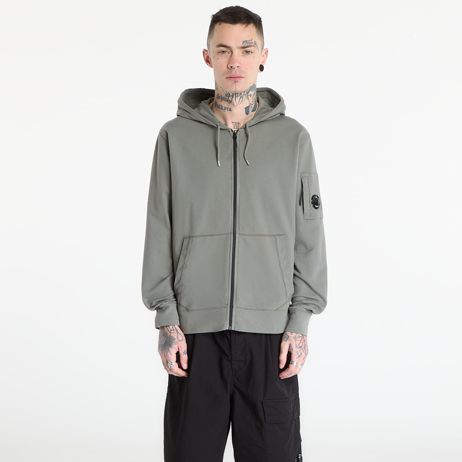 Luvtröjor för män C.P. Company Hooded Open Gunmetal Grey
