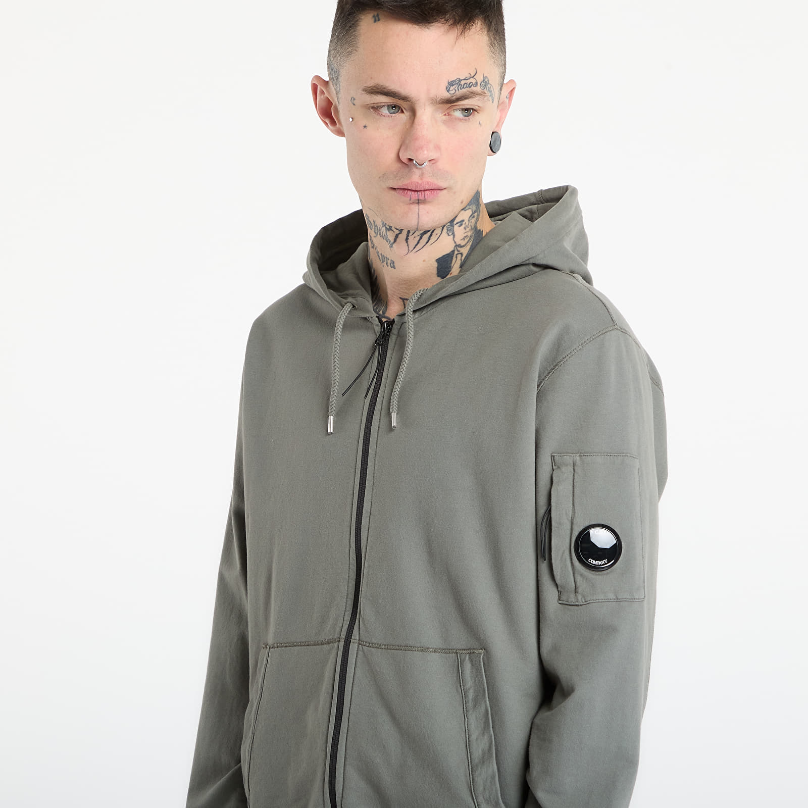 Luvtröjor för män C.P. Company Hooded Open Gunmetal Grey