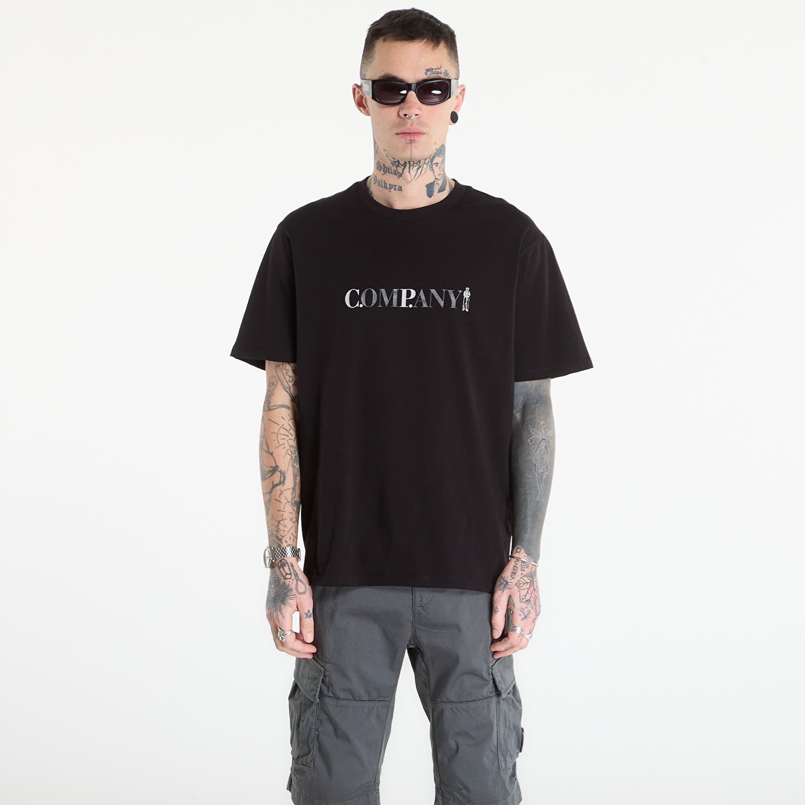 Тениска C.P. Company 30/1 Jersey Short Sleeve Logo T-Shir Black XL